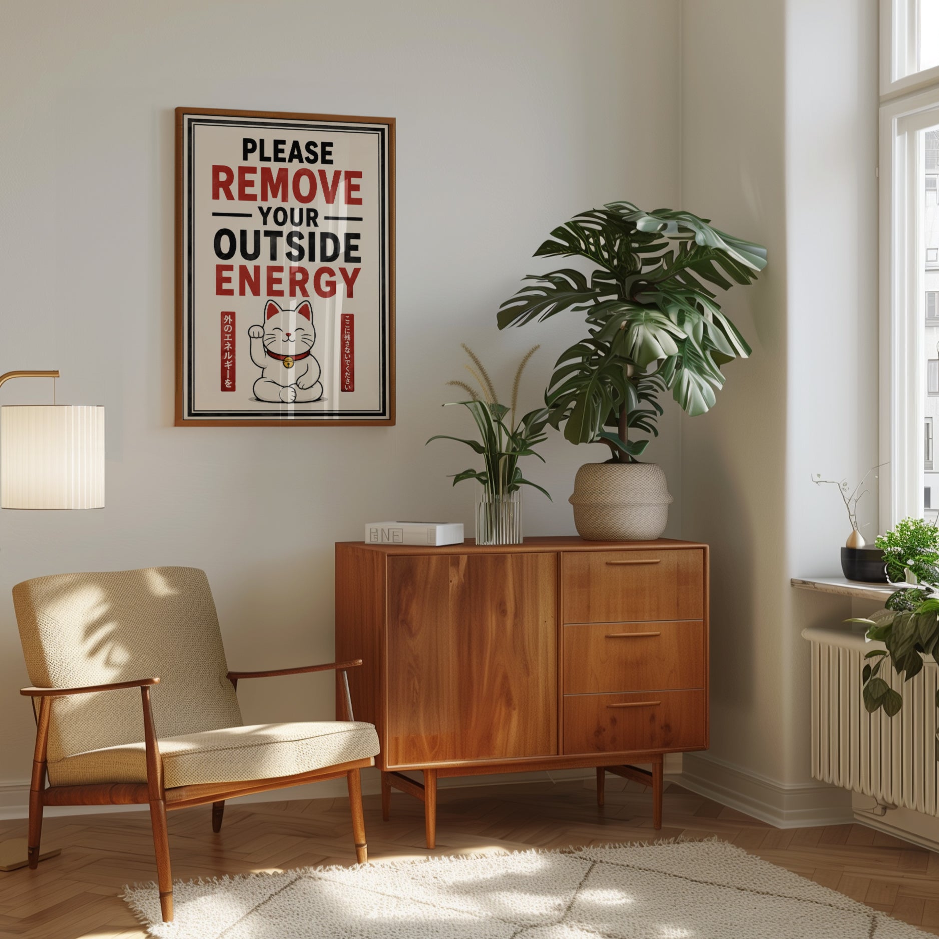 Good Vibes Wall Art – Lucky Cat Print - interior