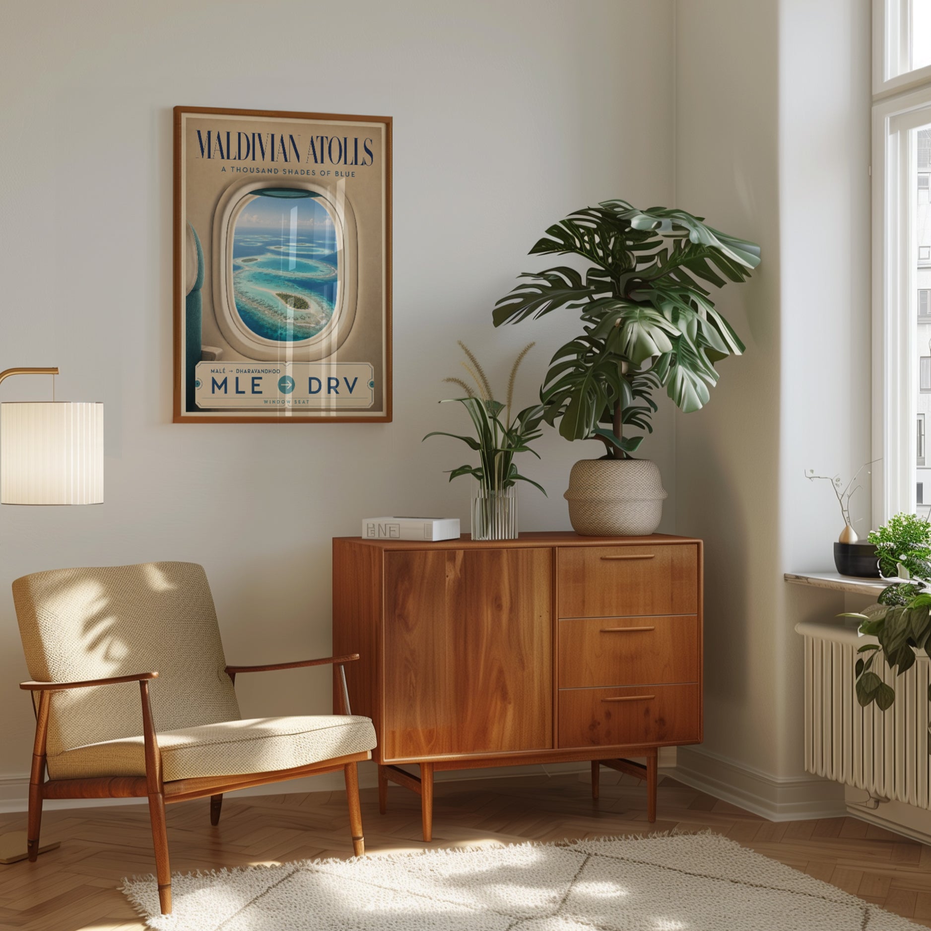 Maldives Travel Poster – Airplane Window Wall Art - interior