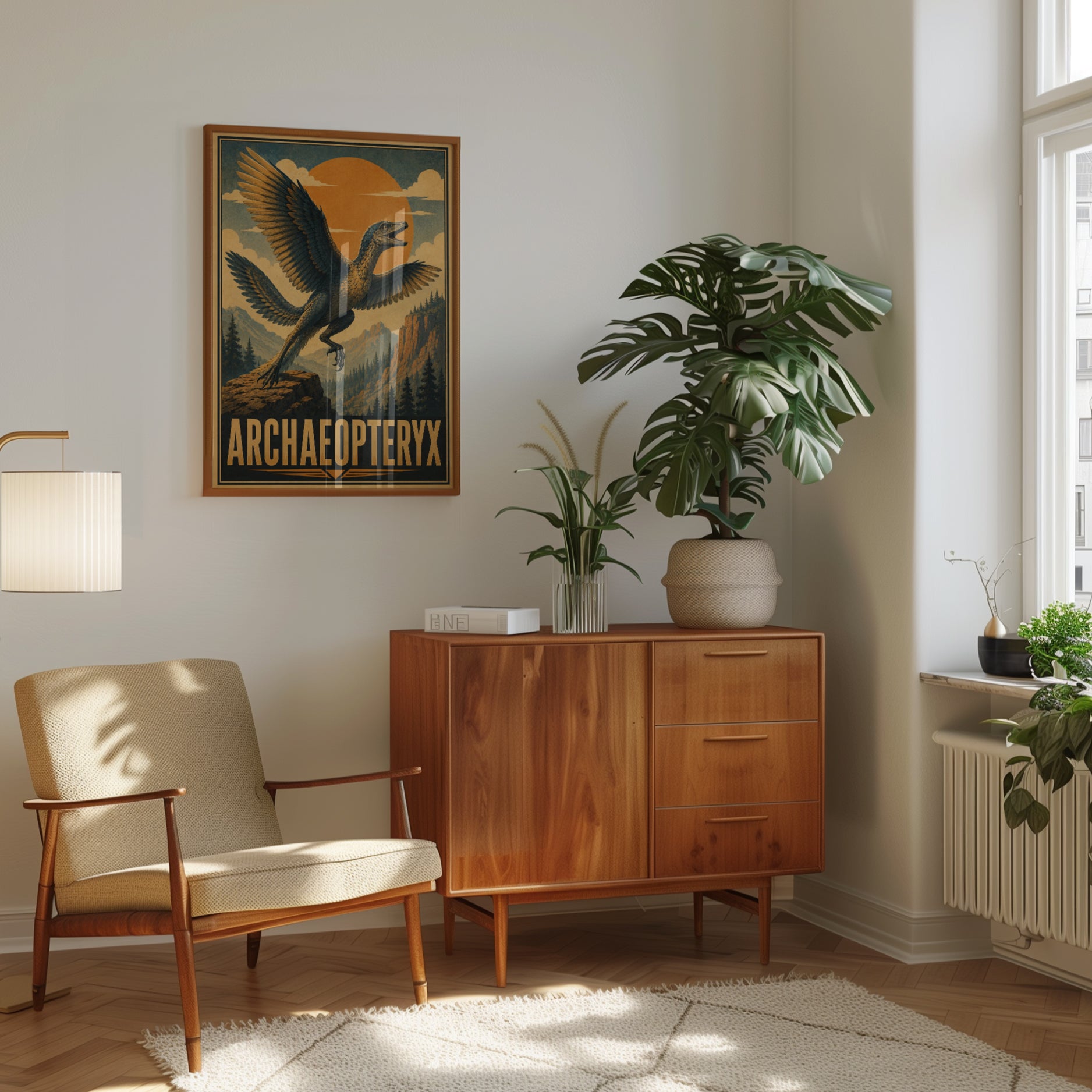 Archaeopteryx Poster: Vintage Dinosaur Art Print - interior
