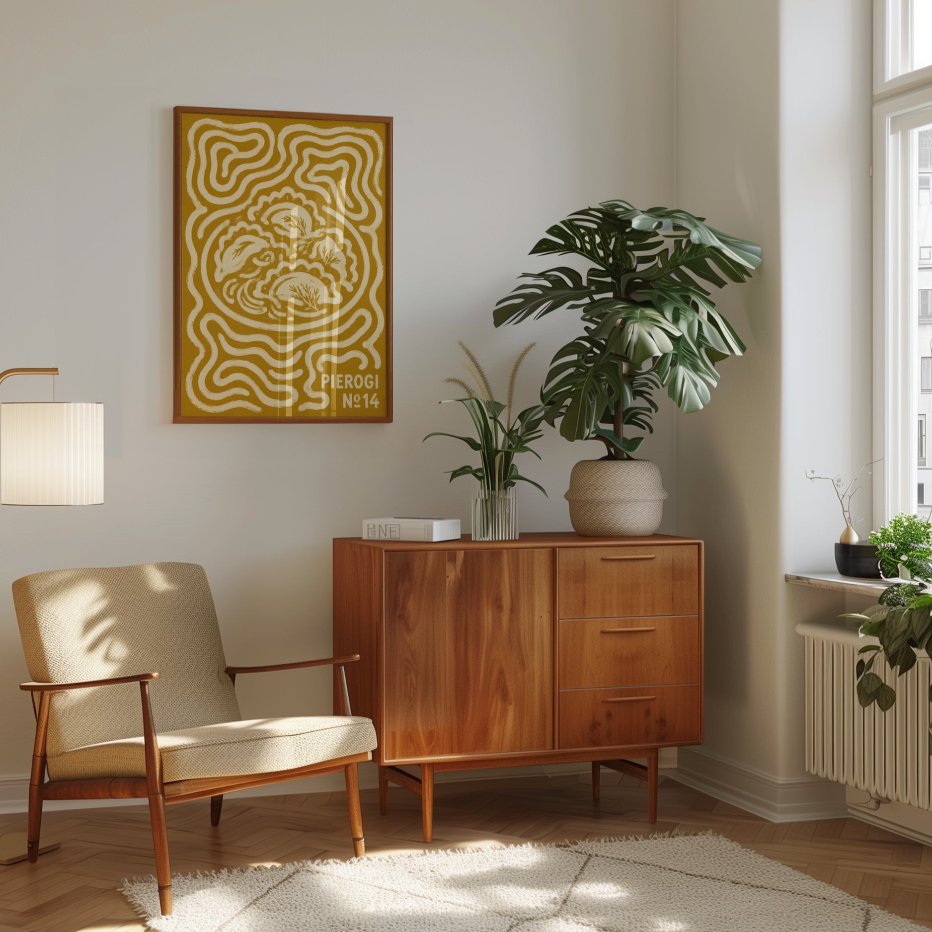 Folk Art Print – Abstract Botanical Wall Art - interior