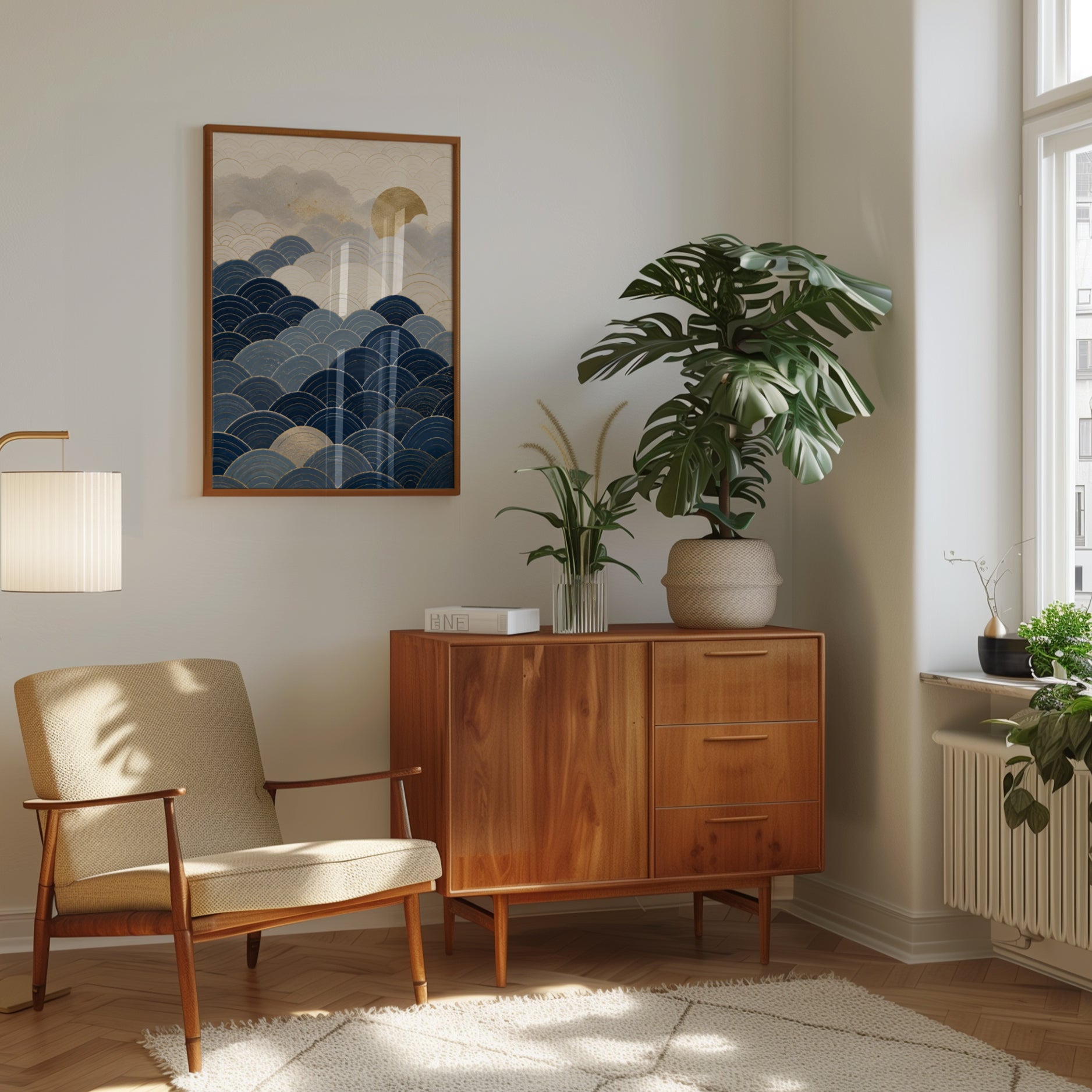 Japanese Seigaiha Wave Art Print - interior
