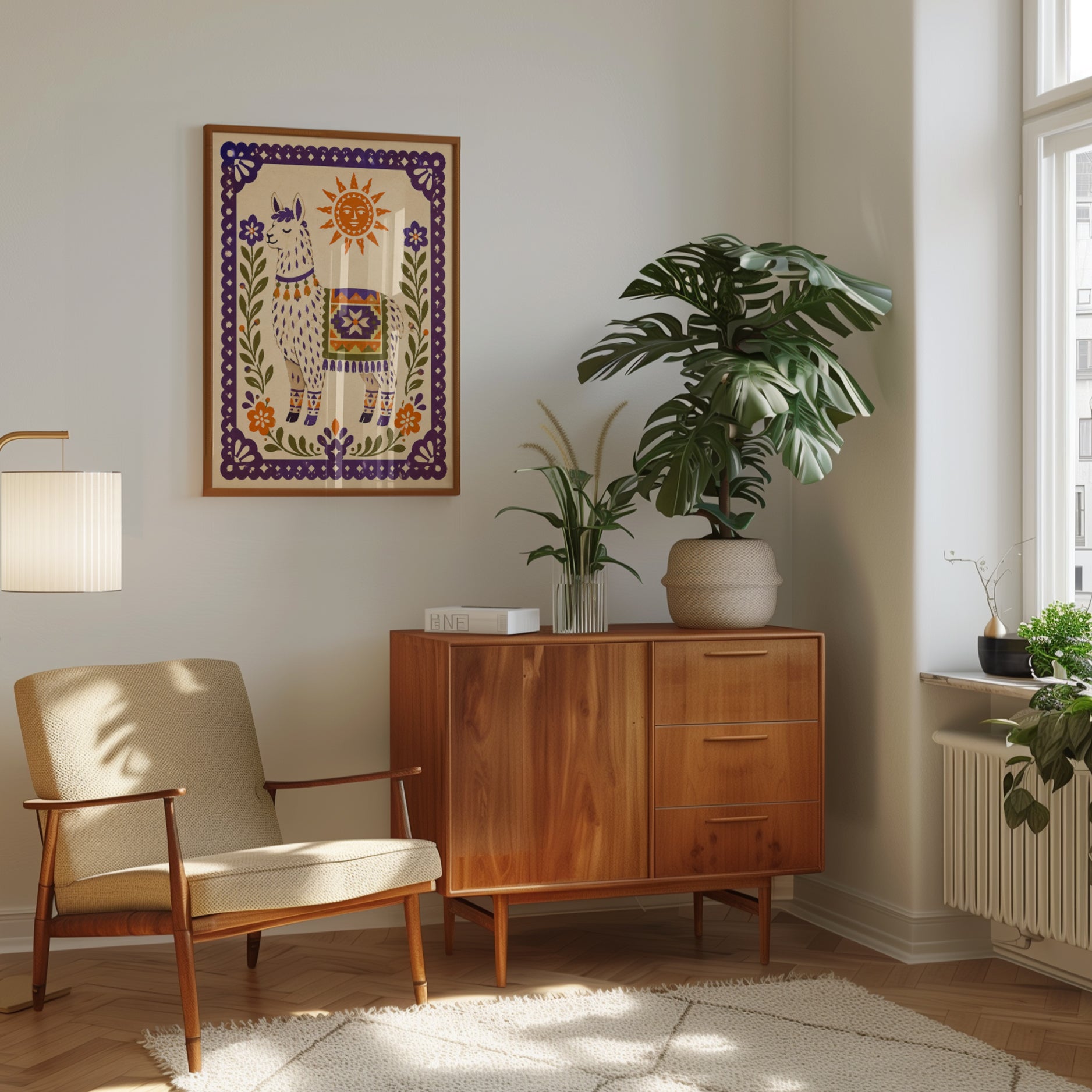 Llama Folk Art Print – Southwestern Wall Art - interior