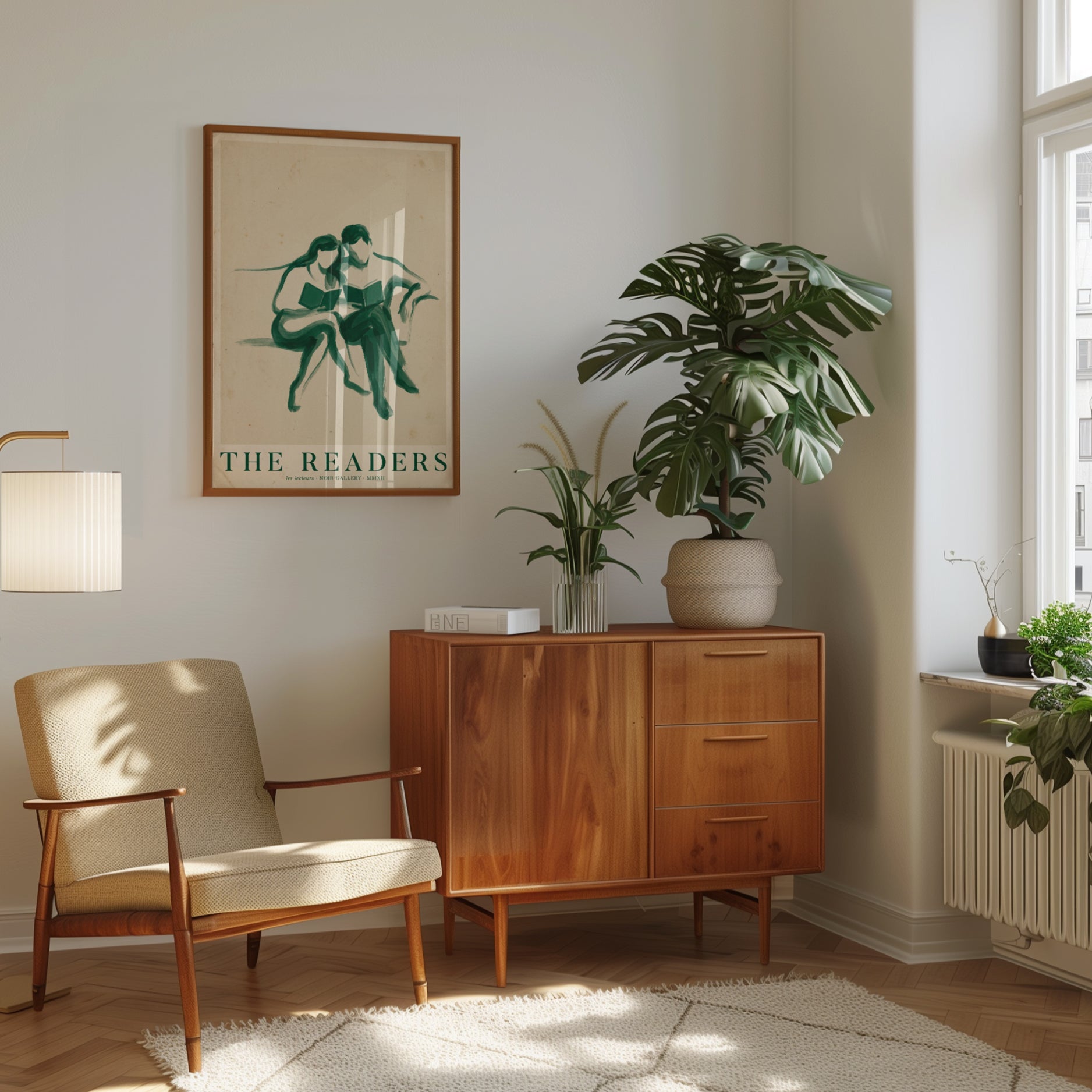 Couple Reading Print – Minimalist Wall Art - interior