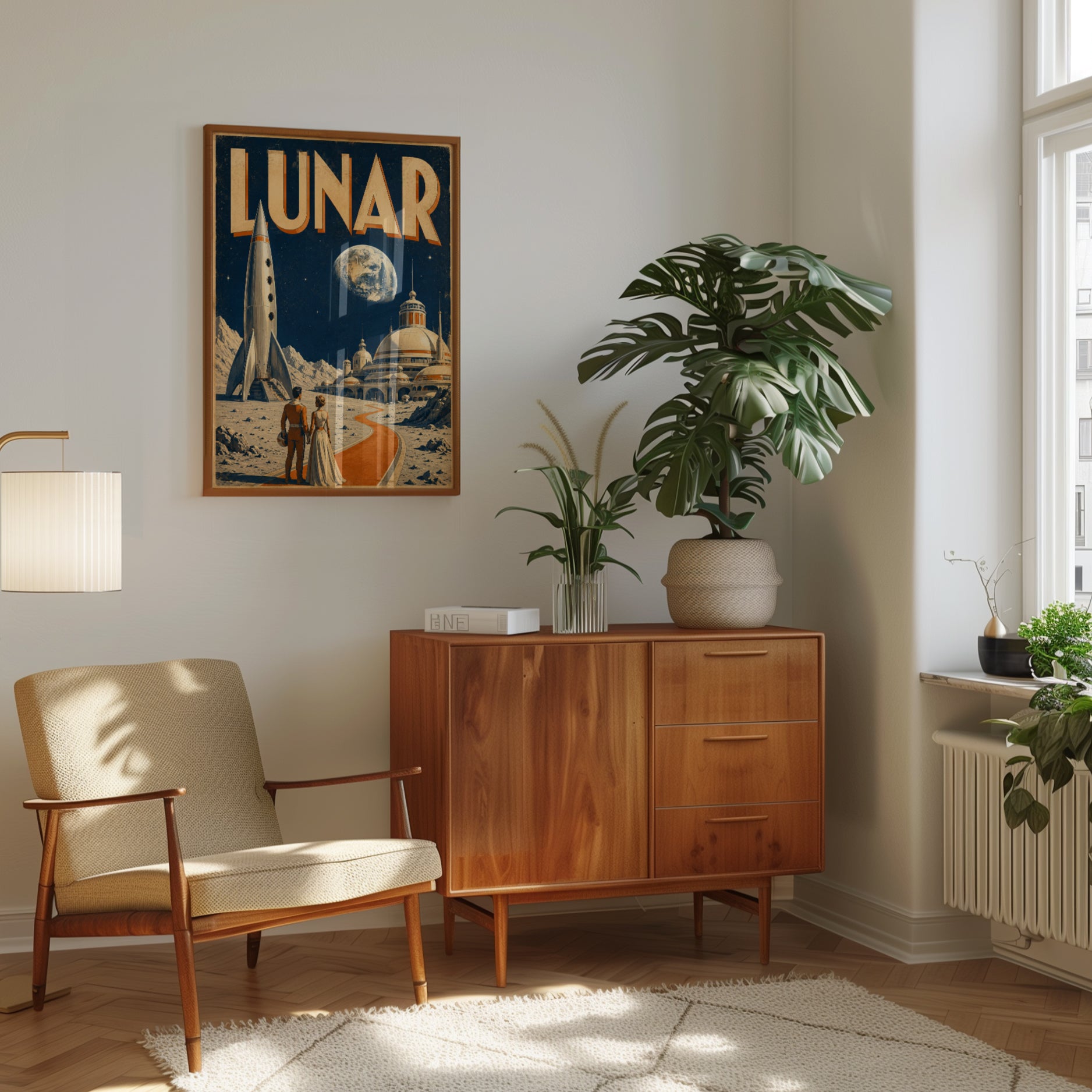 Vintage Space Poster – Retro Lunar Travel Print - interior