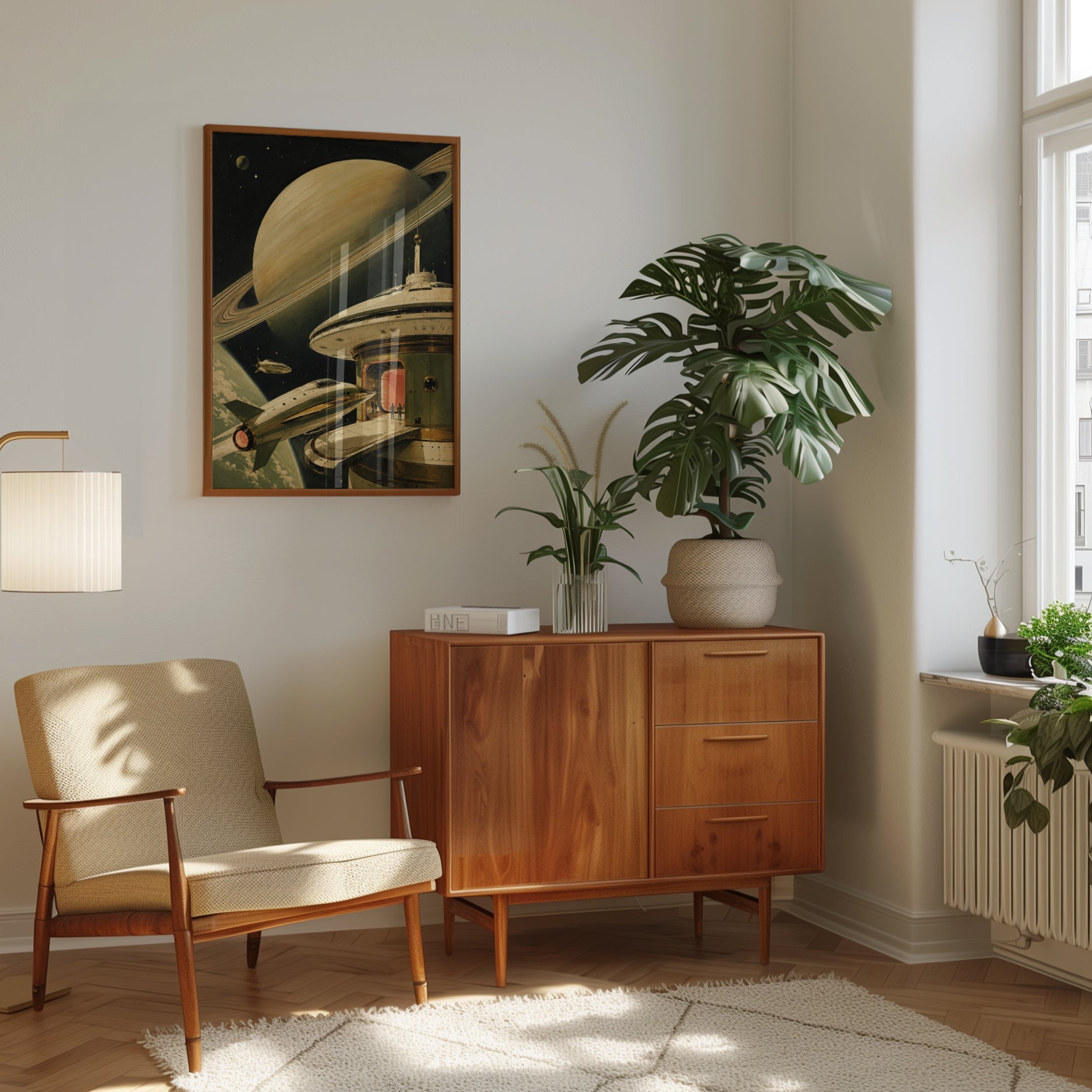 Vintage Space Poster – Retro Saturn Print - interior