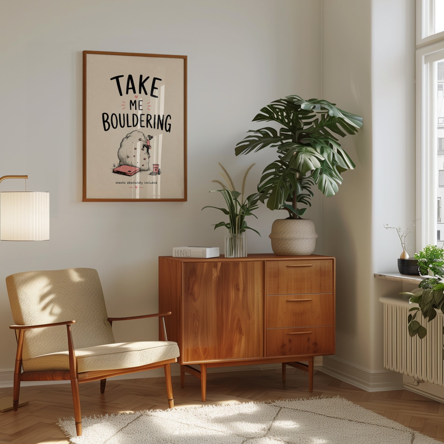 Bouldering Wall Art – Funny Climbing Print - interior