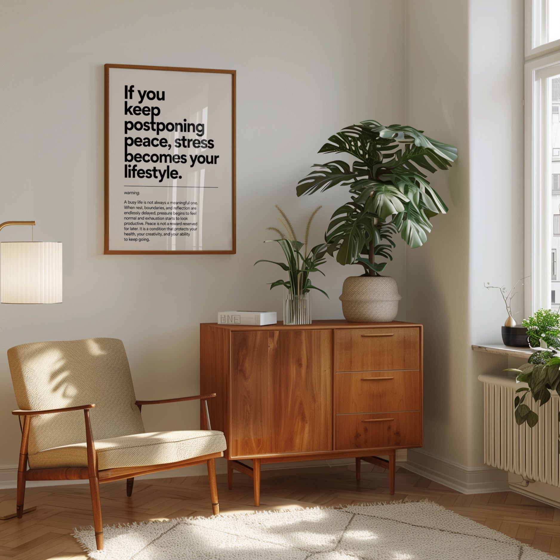 Motivational Typography Print — Stress & Peace Quote - interior