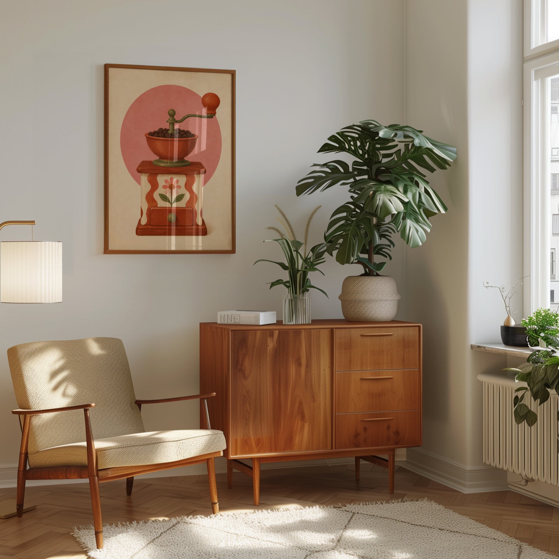 Vintage Coffee Grinder – Retro Kitchen Wall Art - interior