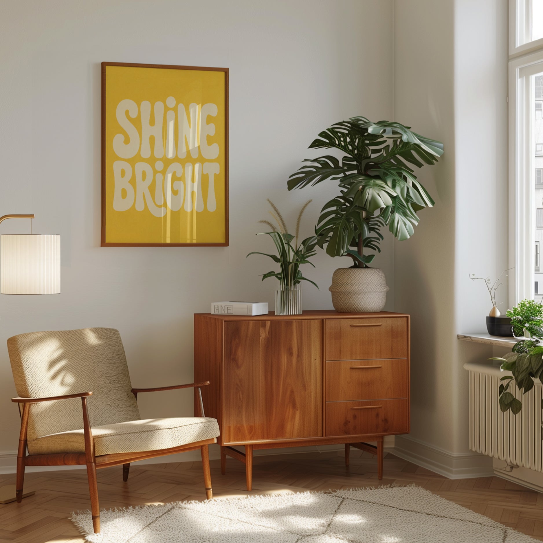 Shine Bright Print: Retro Kids Room Art (70s Style Typography) - interior