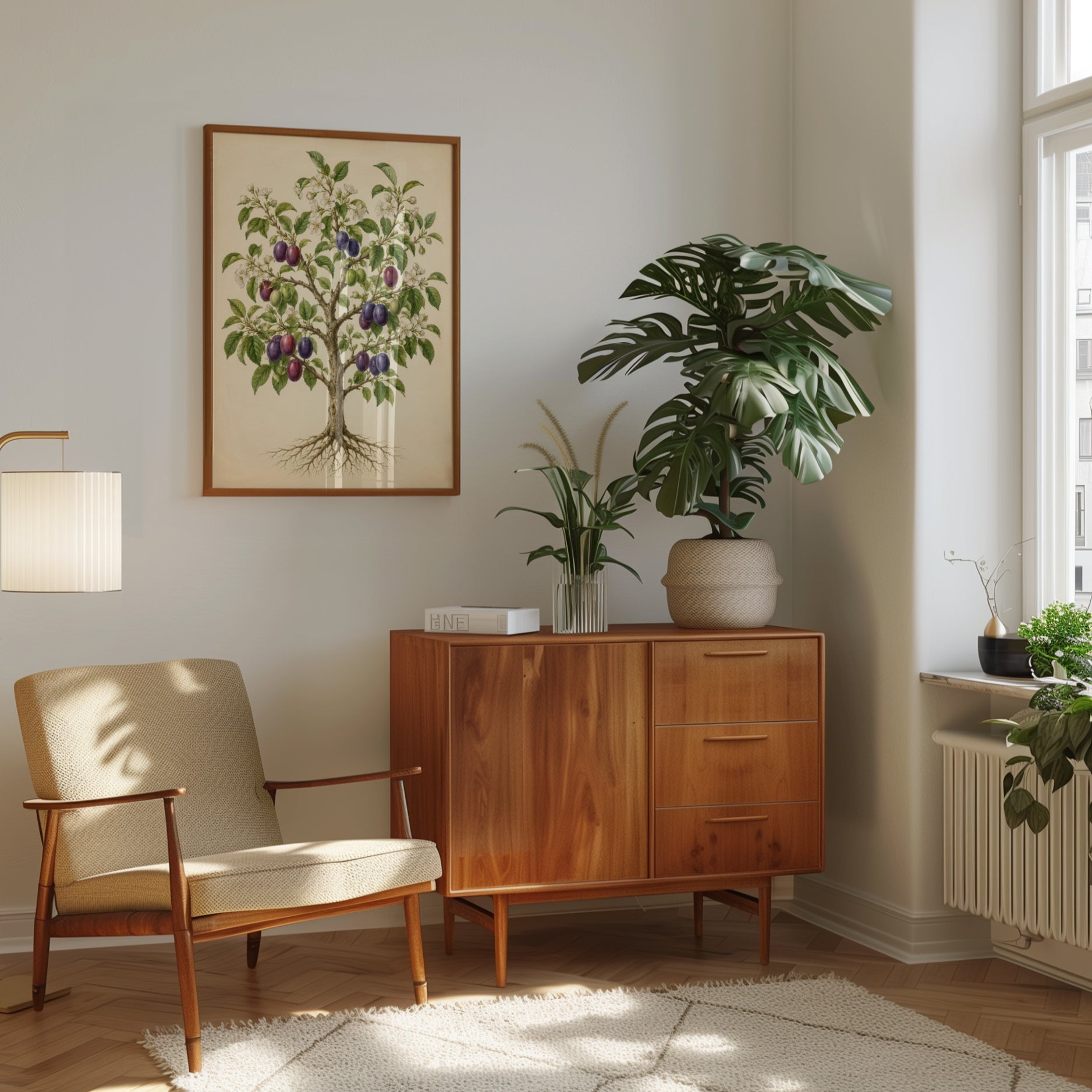 Plum Tree Botanical Print: Vintage Fruit Illustration Wall Art - interior