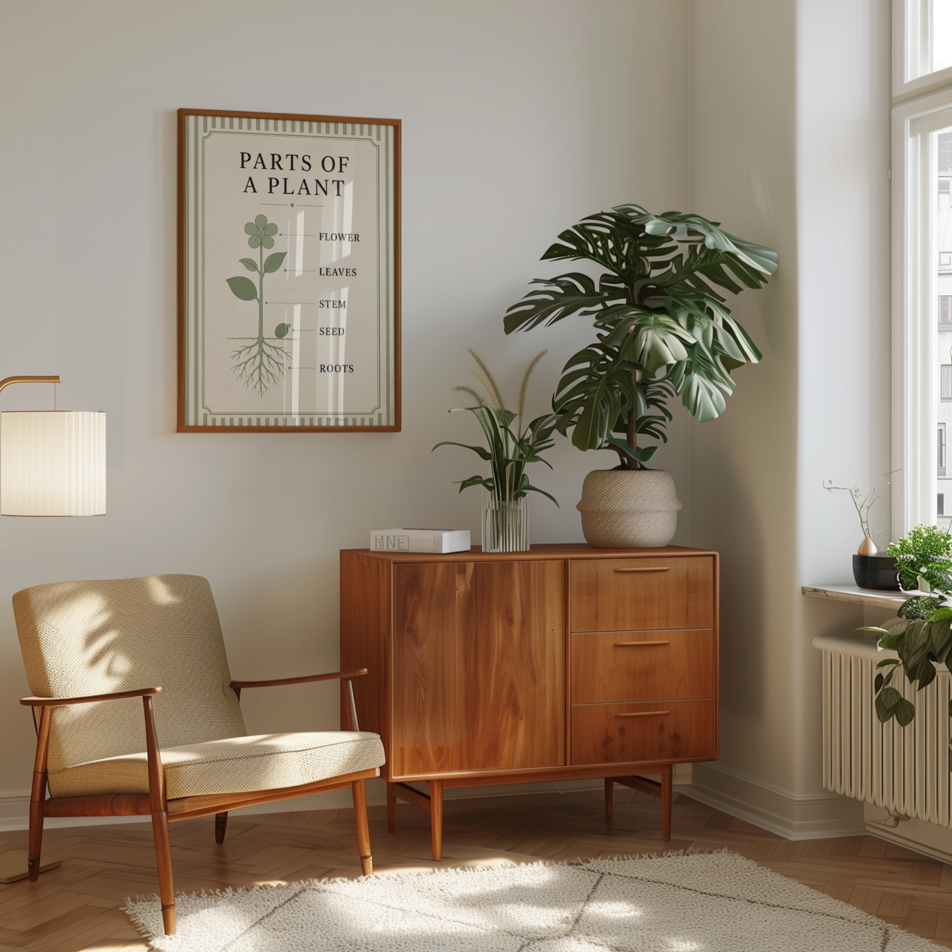 Parts of a Plant Botanical Diagram: Vintage Educational Poster - interior