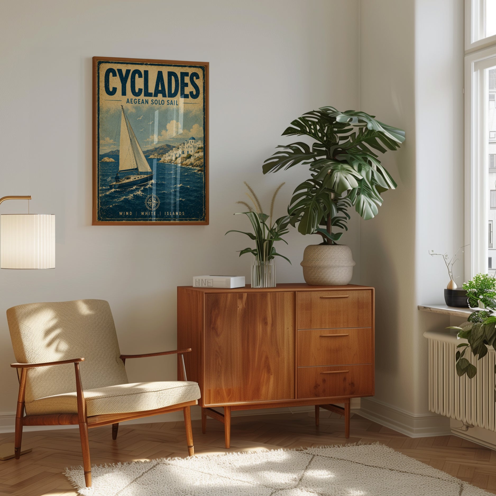 Cyclades Sailing Poster — Vintage Aegean Travel Print - interior