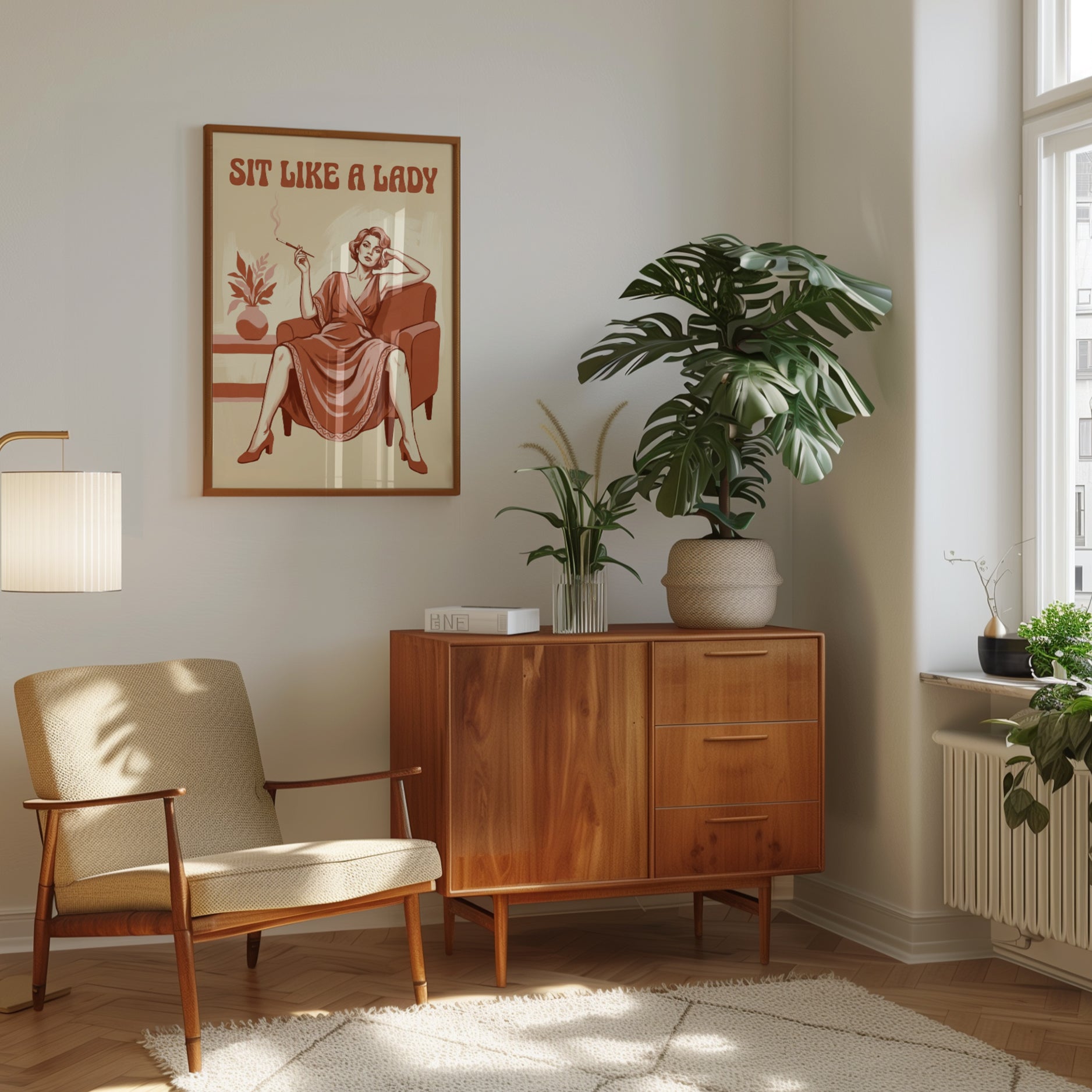 Sit Like a Lady Retro Poster: Vintage Lounge Art Print - interior