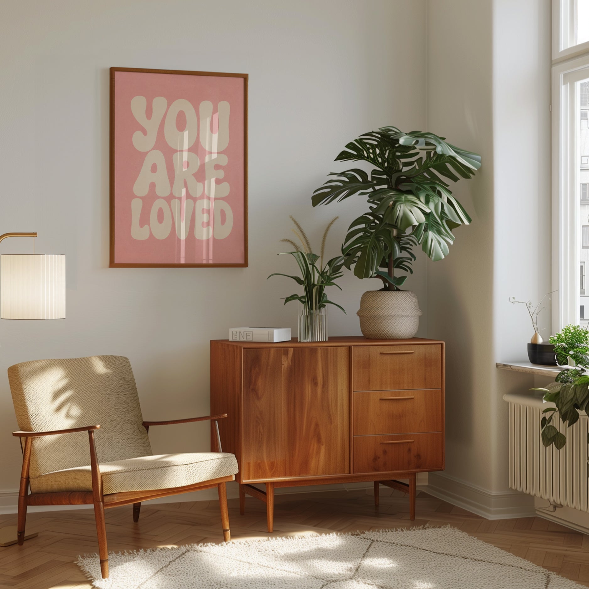 You Are Loved Typography Print - interior