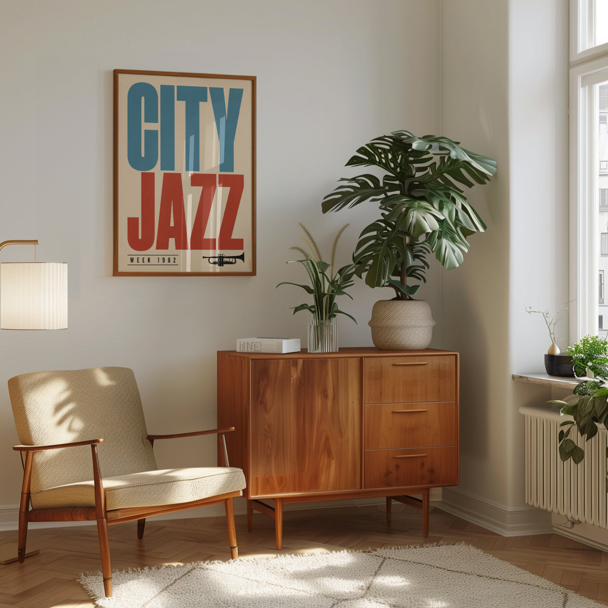 City Jazz Poster: Retro 1982 Typography Wall Art - interior