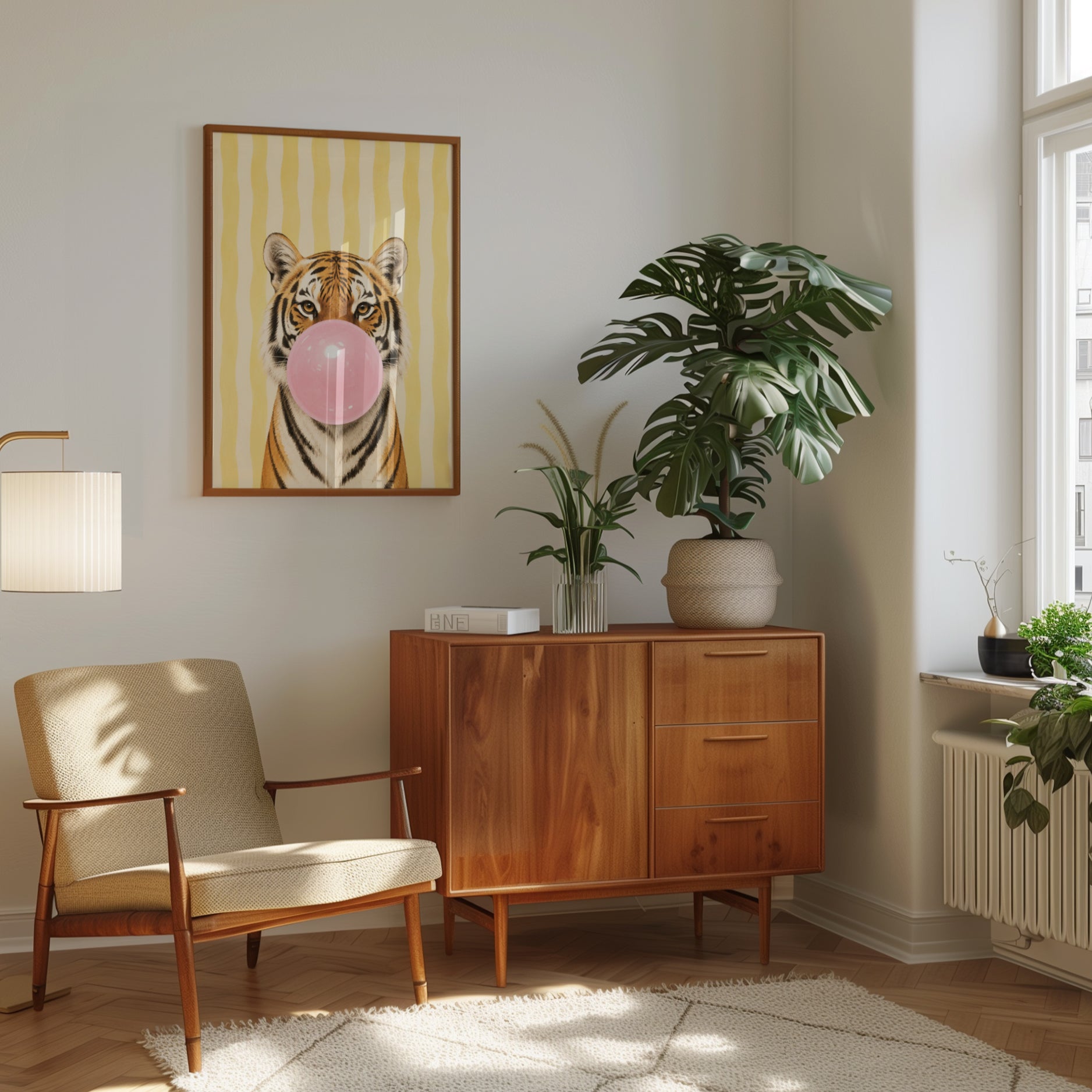 Tiger Bubble Gum Print – Animal Wall Art - interior