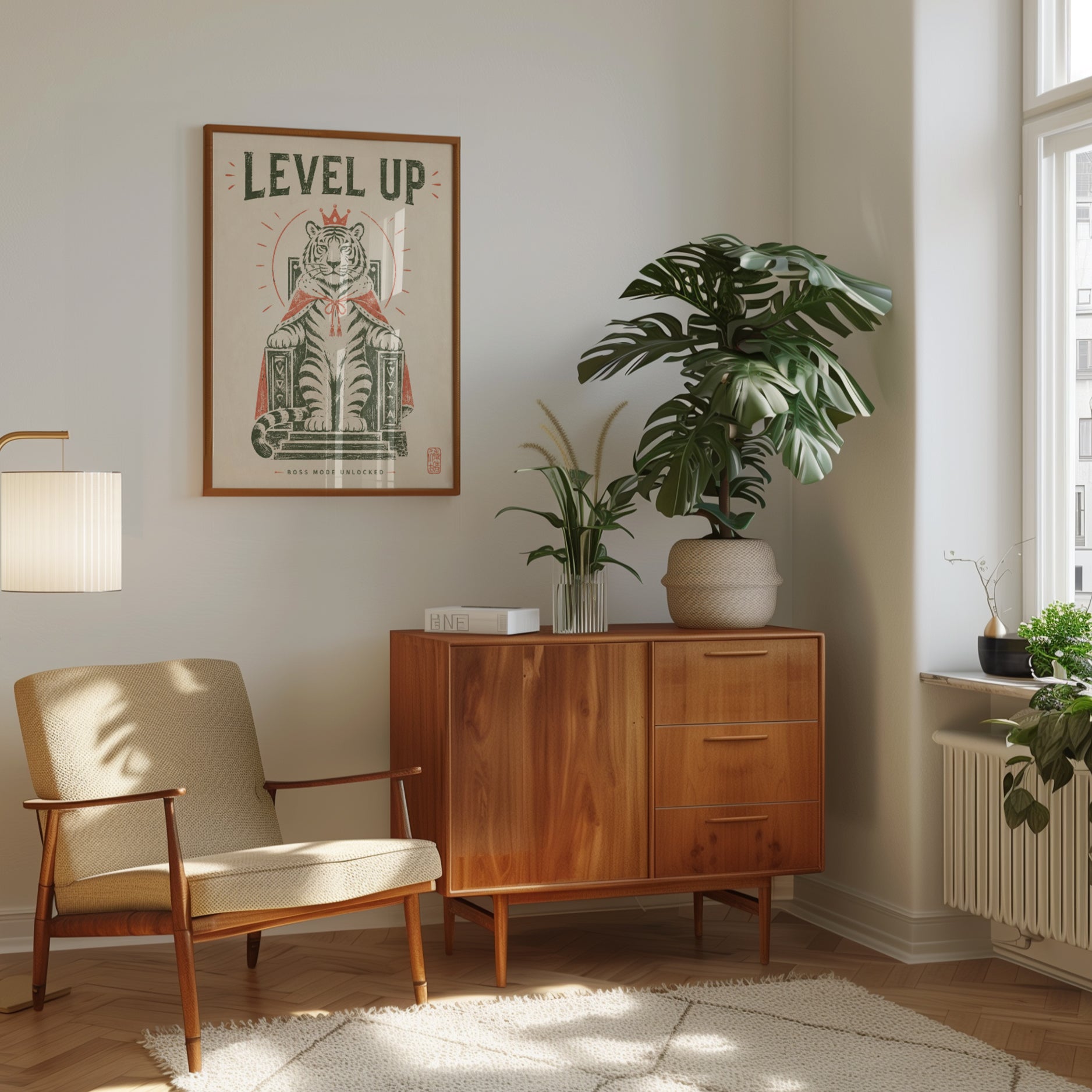 Motivational Tiger Wall Art – Level Up Print - interior