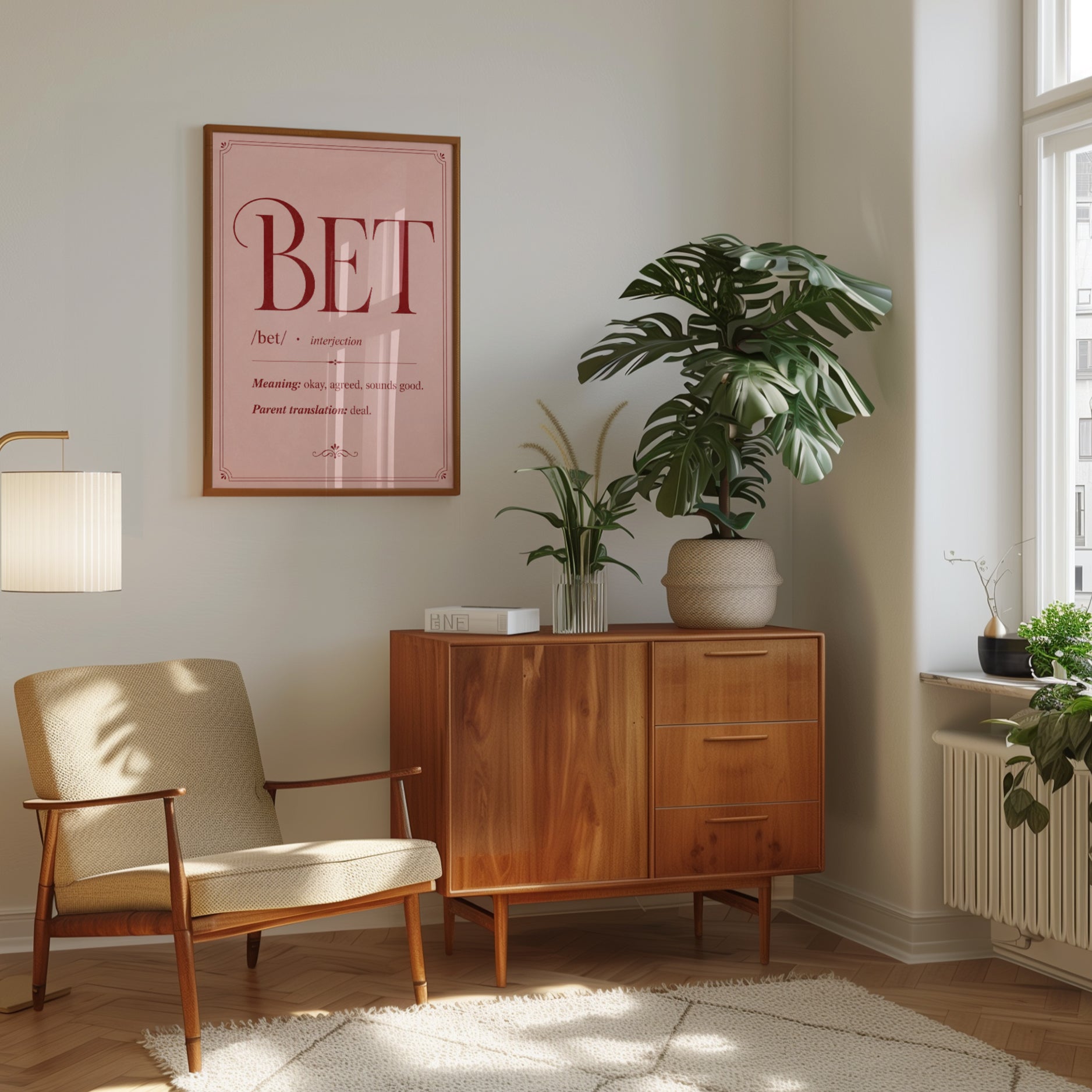 Bet Definition Typography Poster: Pink Slang Dictionary Art - interior