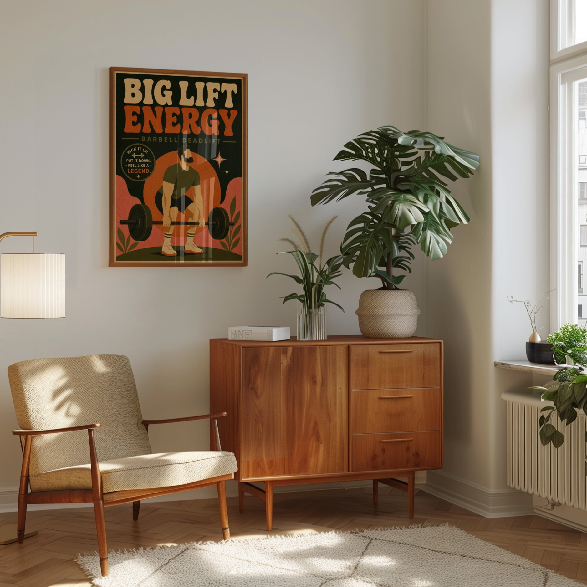 Retro Weightlifting Poster: Vintage Deadlift Fitness Art Print - interior