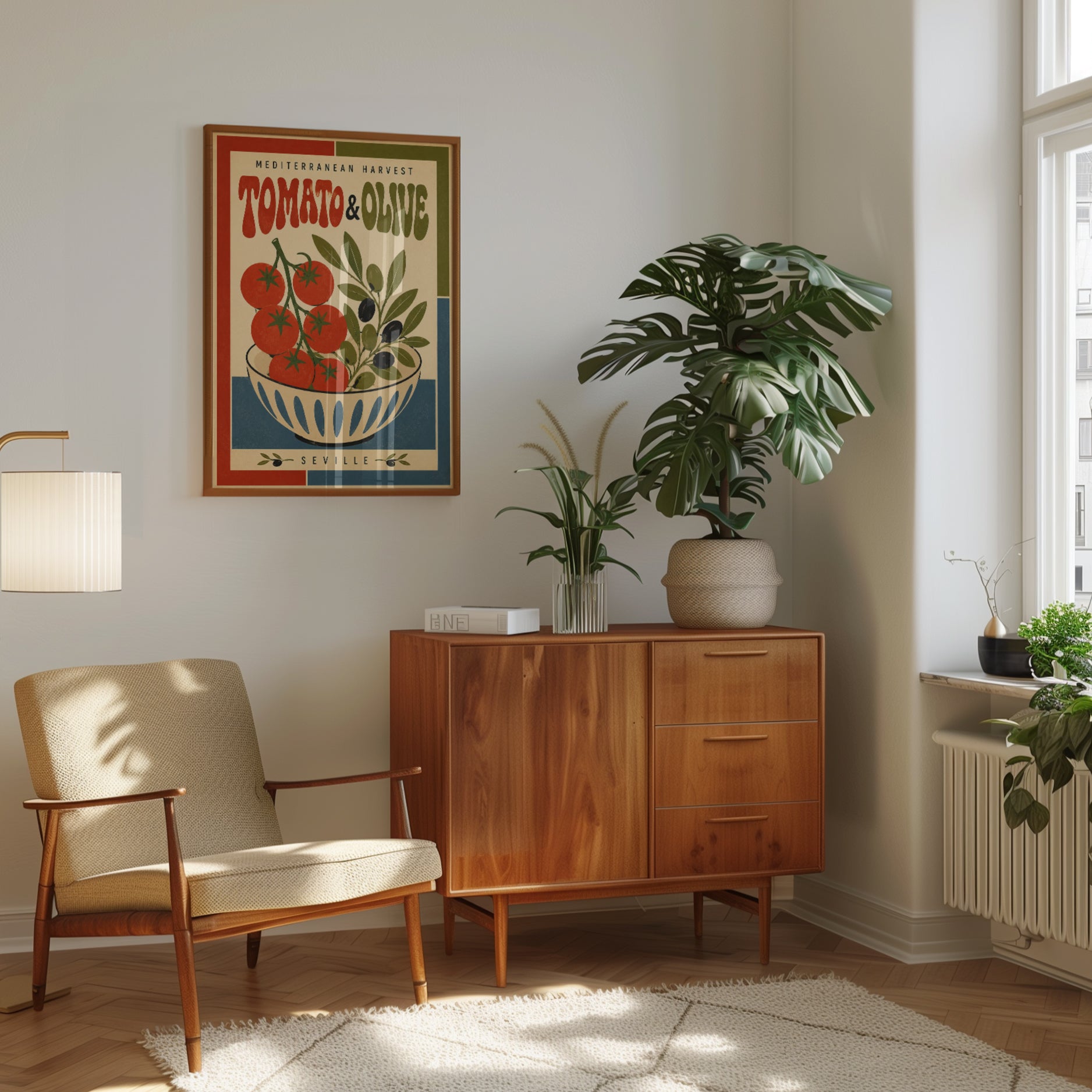 Vintage Food Poster: Mediterranean Tomato & Olive - interior