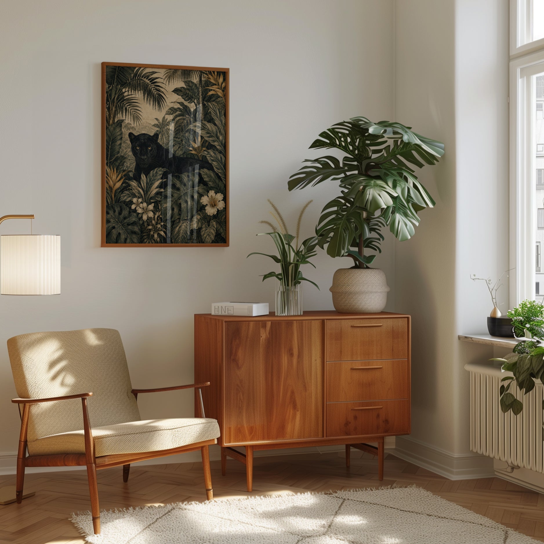 Black Panther Wall Art – Tropical Jungle Print - interior