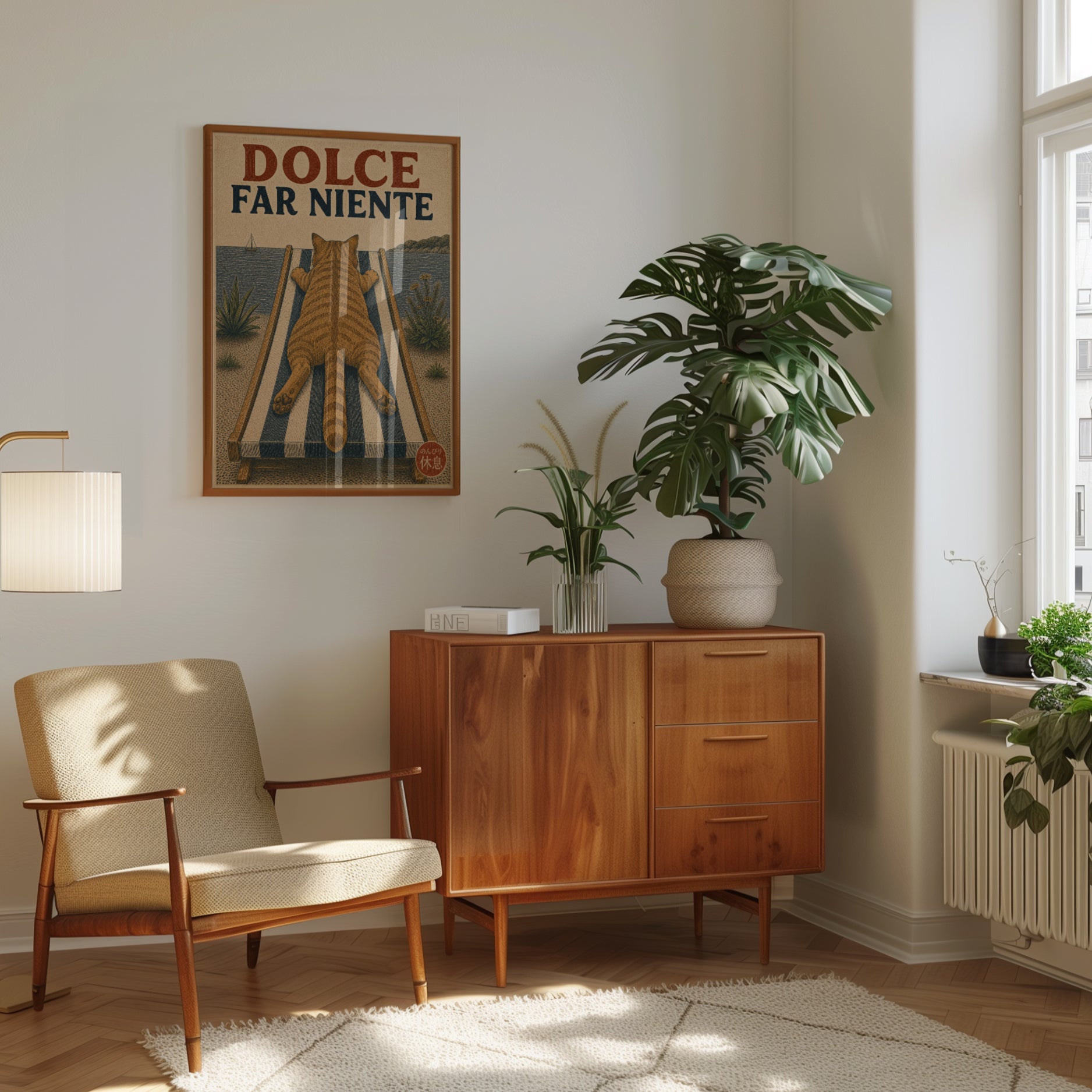 Cat Beach Wall Art – Dolce Far Niente Print - interior