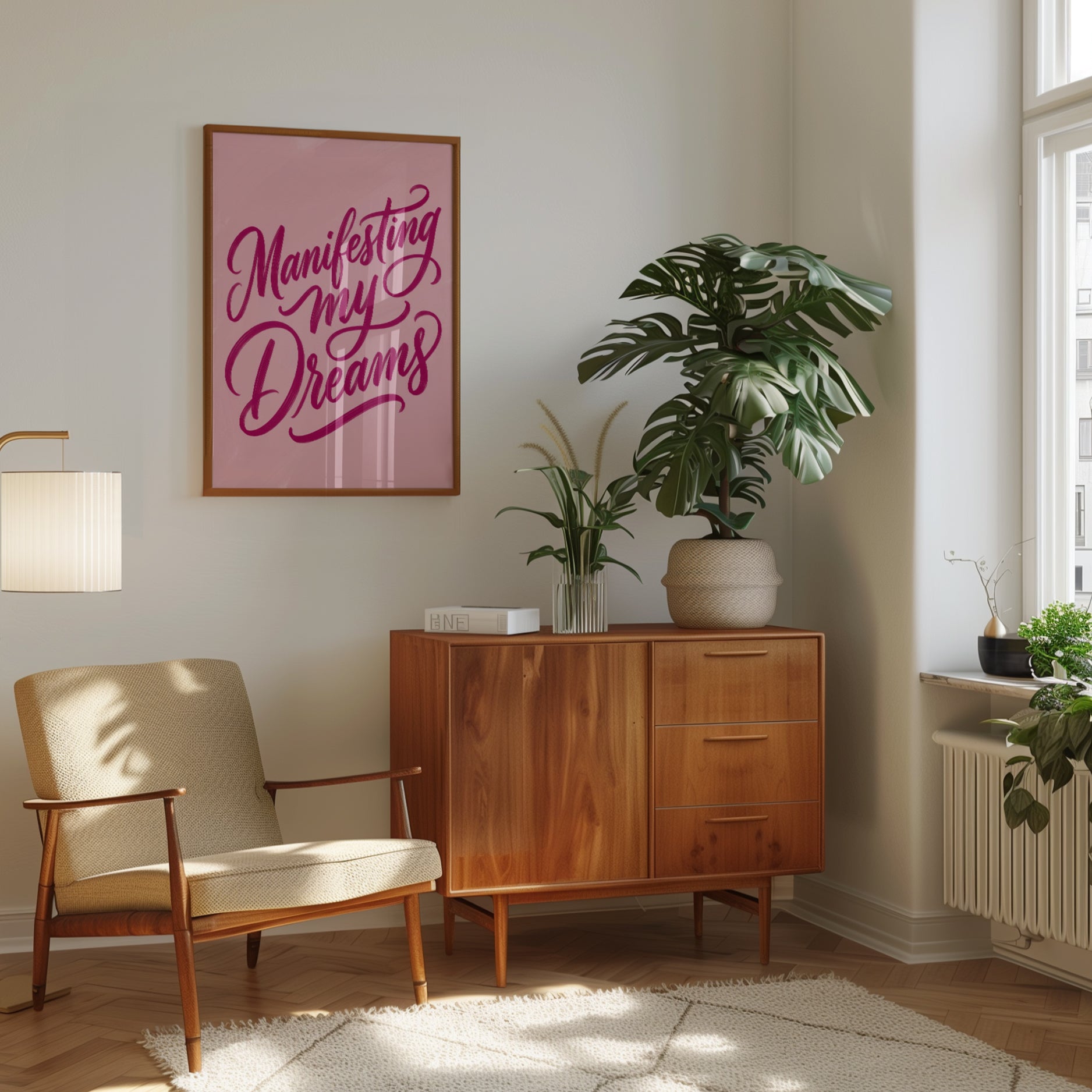 Motivational Quote Print: Manifesting My Dreams (Pink - interior