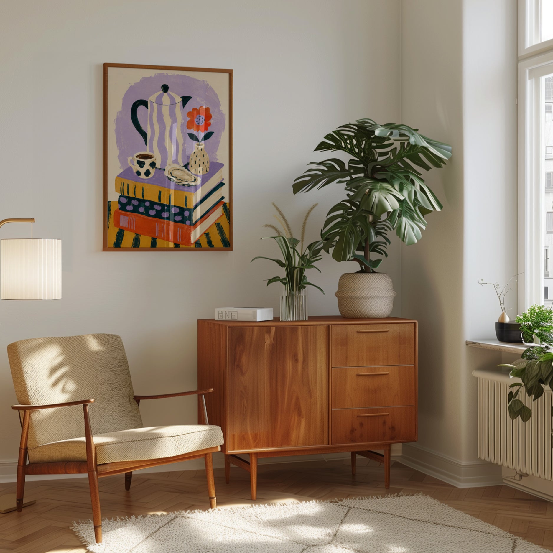 Coffee and Books Wall Art – Still Life Print - interior
