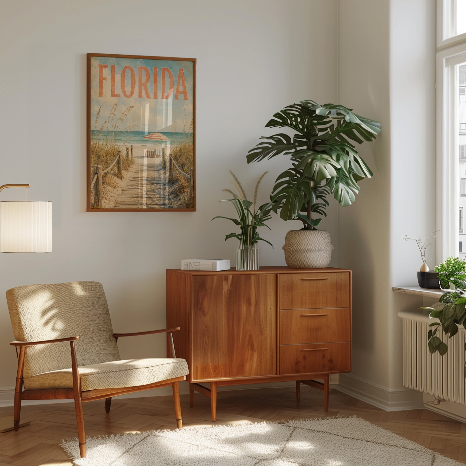 Florida Beach Wall Art: Vintage Coastal Travel Poster Print - interior