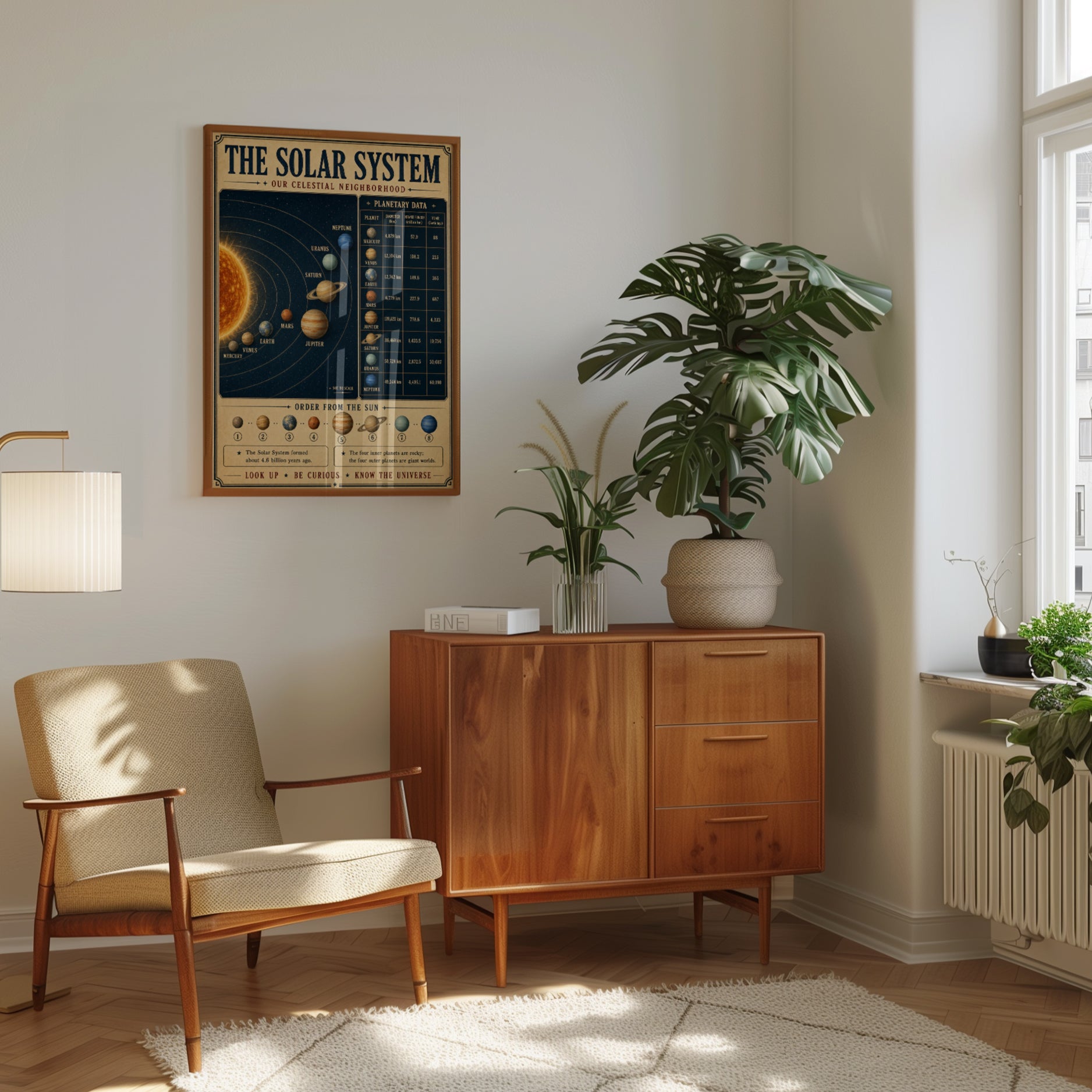 Solar System Diagram Print: Vintage Educational Astronomy Poster - interior