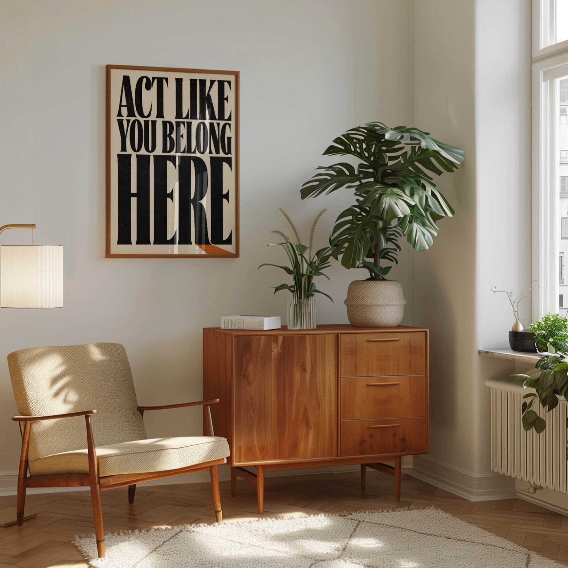 Act Like You Belong Here: Bold Typography Motivational Print - interior