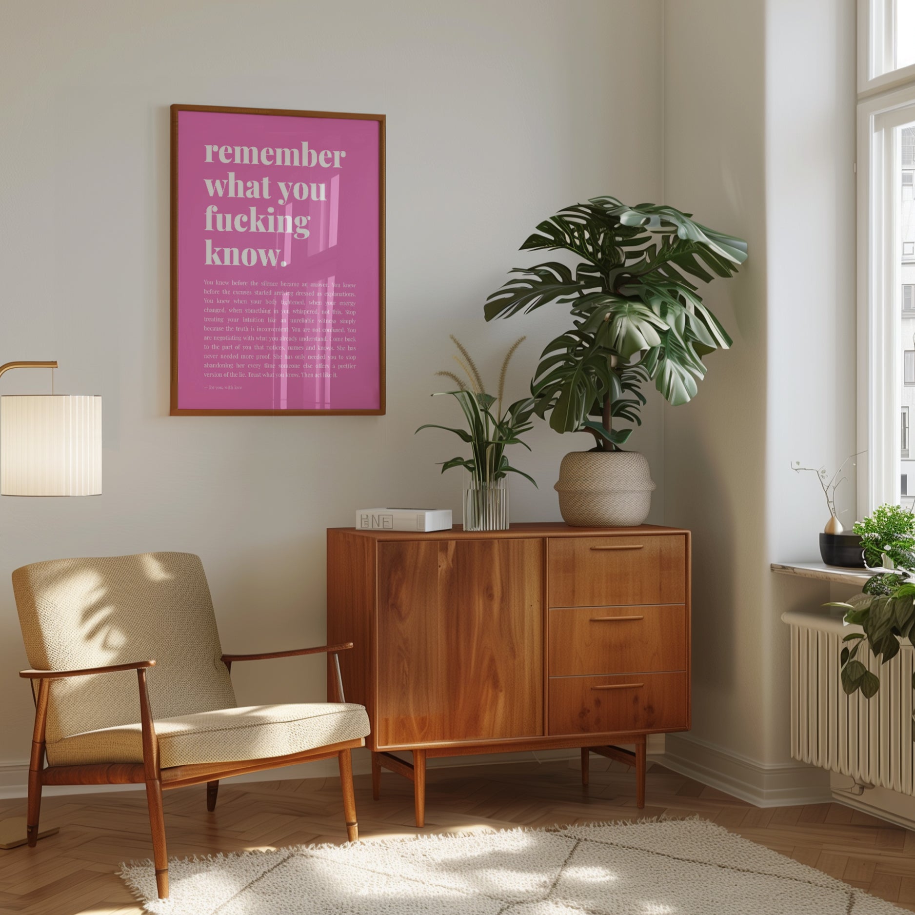 Remember What You Know: Pink Motivational Typography Poster - interior