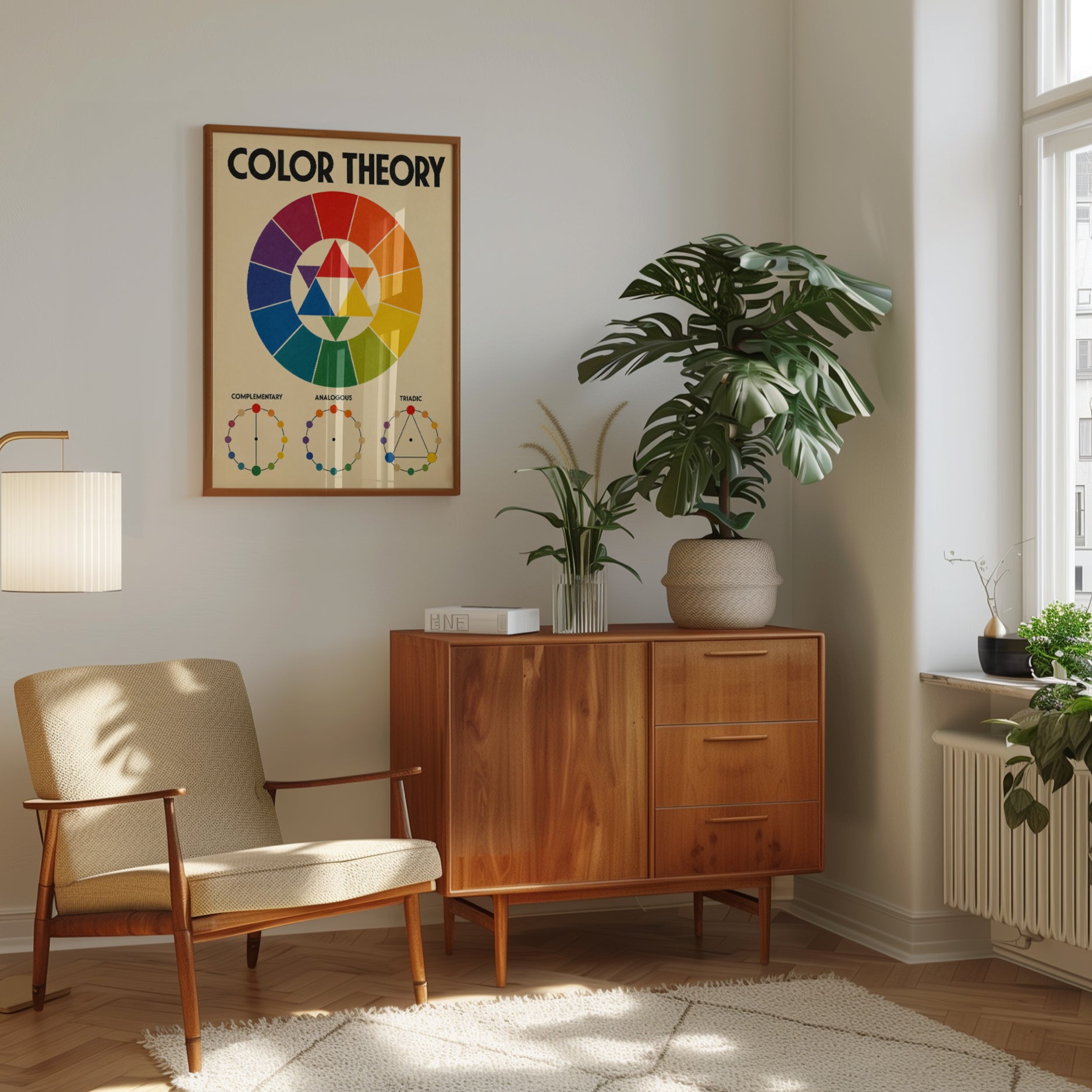 Color Theory Wheel Art Print: Vintage Educational Design - interior