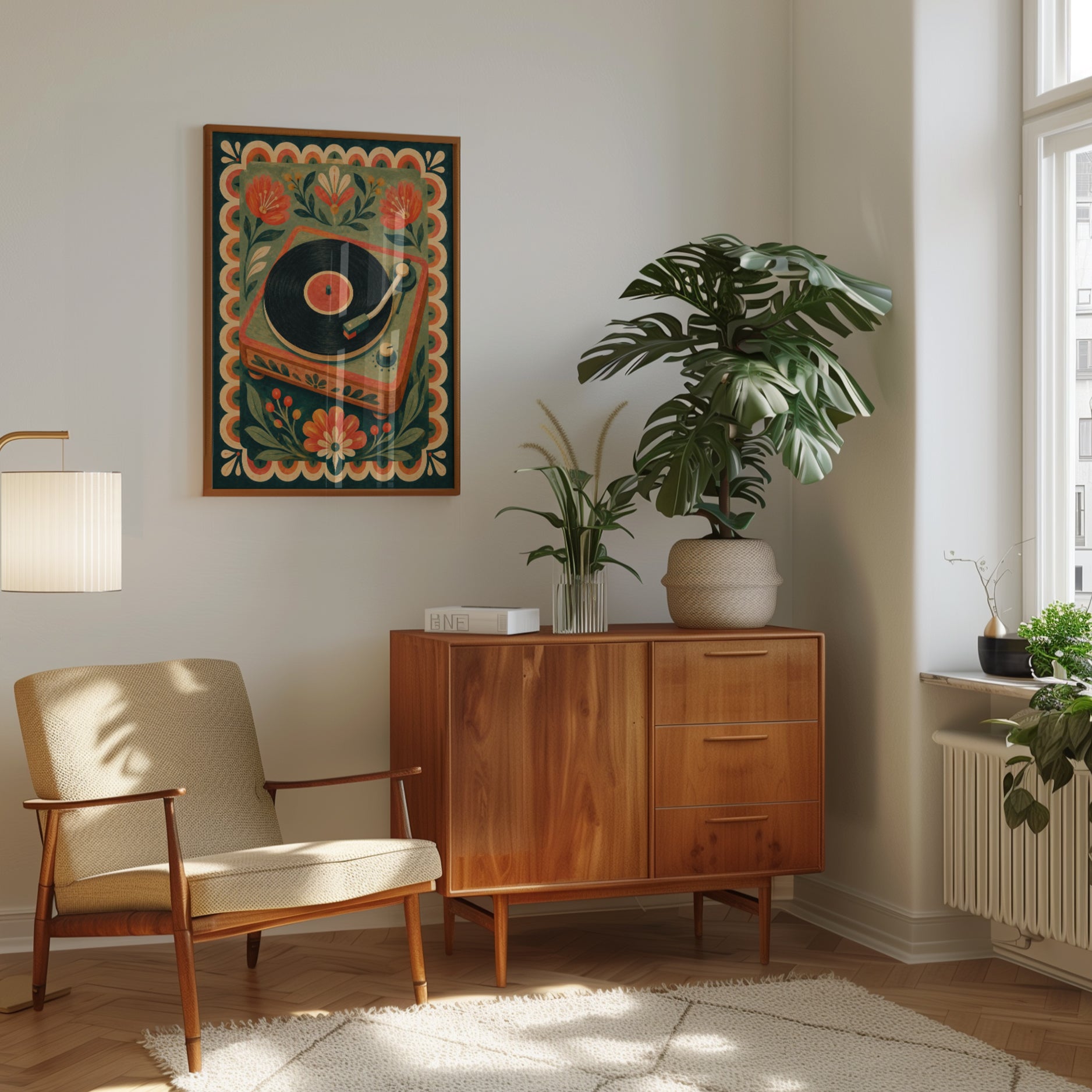 Folk Art Record Player – Retro Vinyl Wall Art - interior