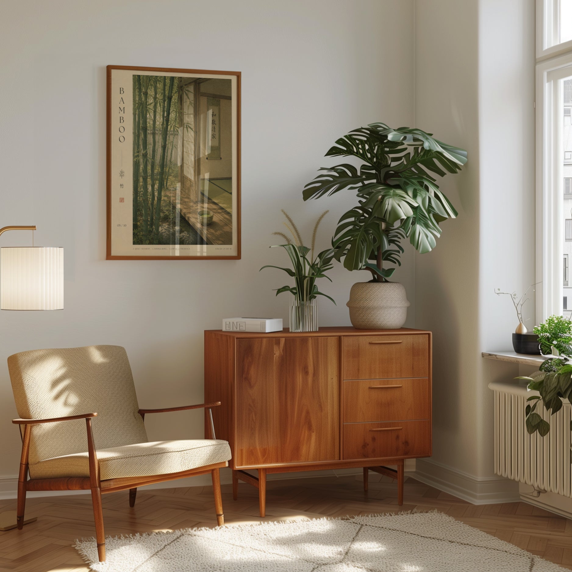 Japandi Bamboo Tea Room Print - interior