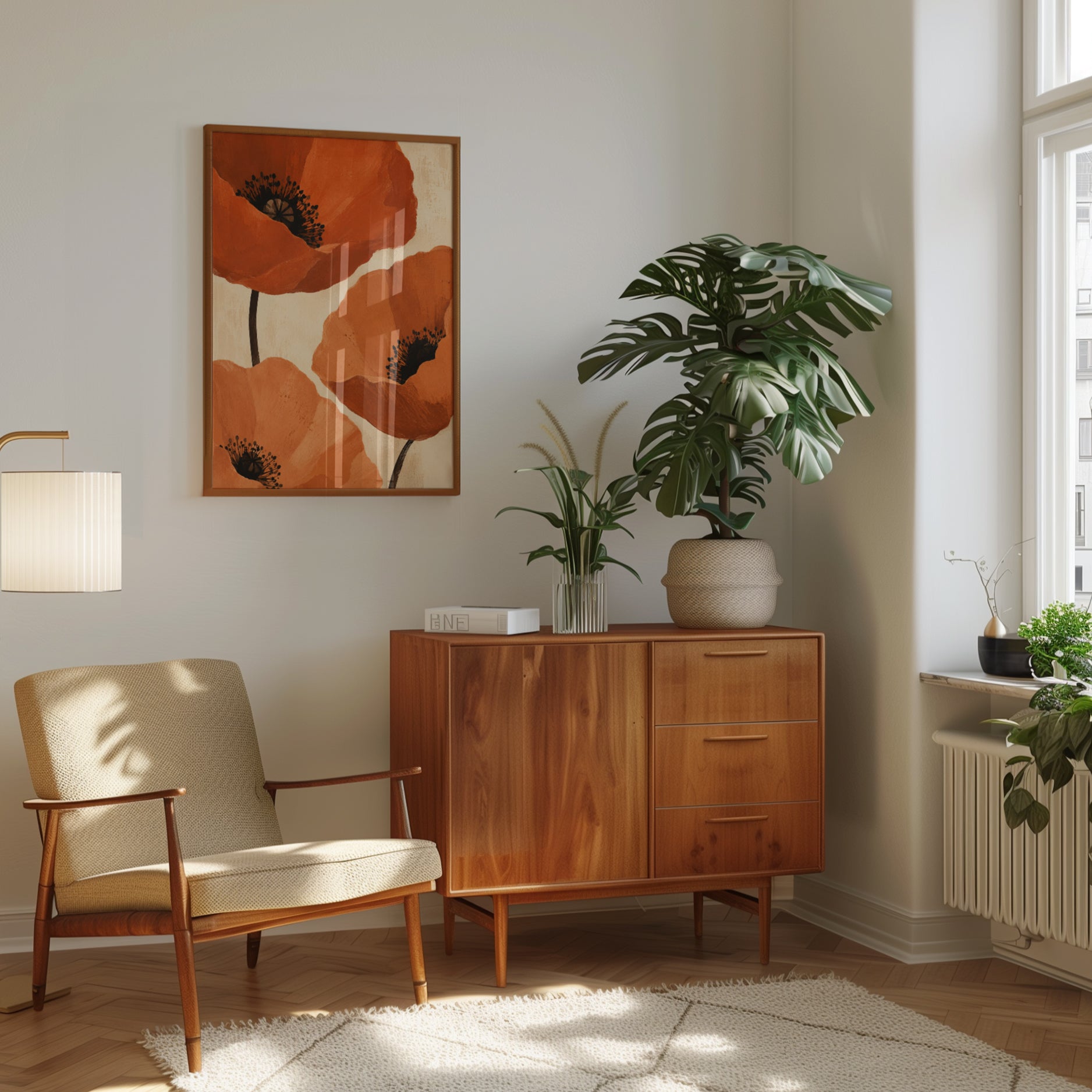 Orange Poppy Wall Art – Floral Botanical Print - interior