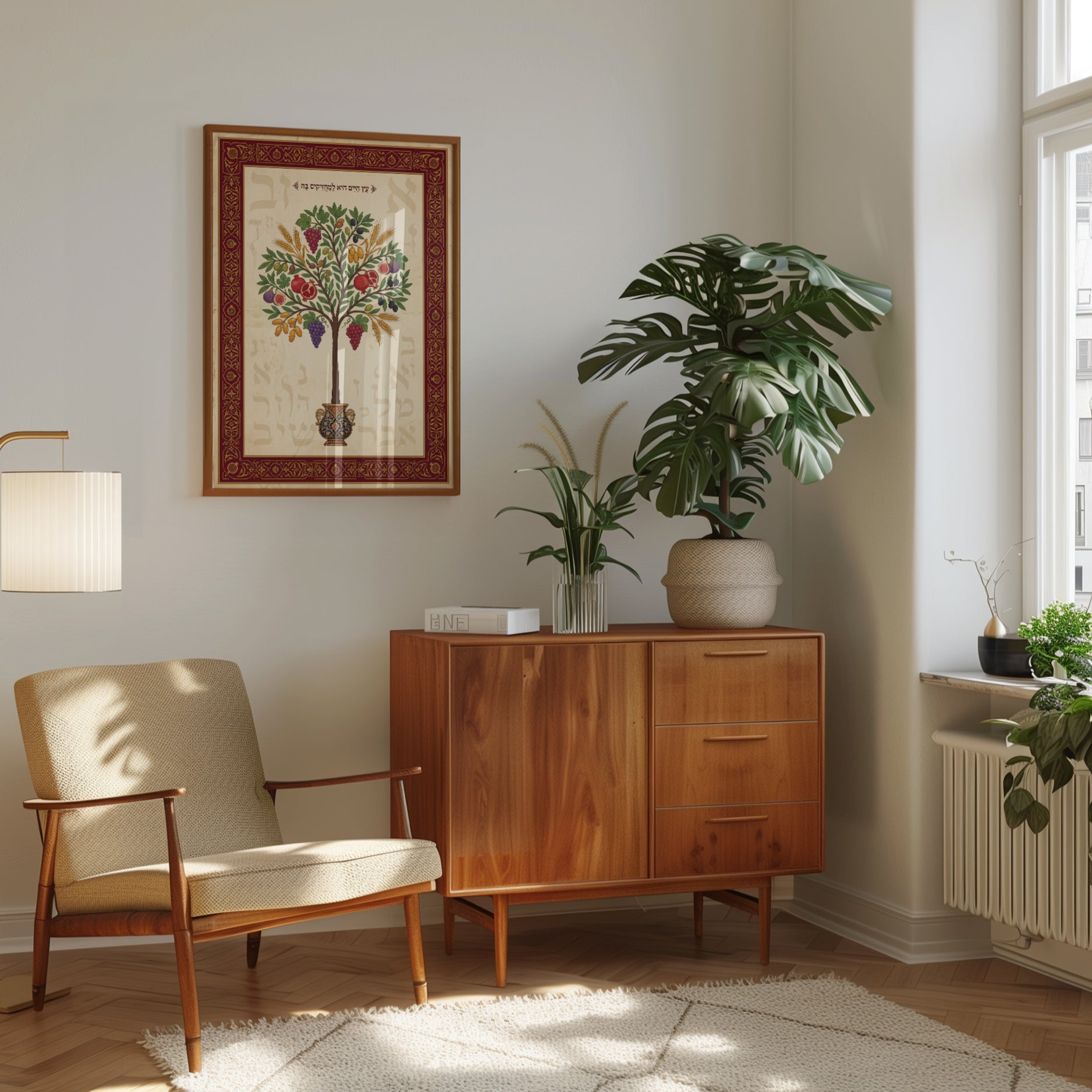 Tree of Life Art Print: Hebrew Blessing with Seven Species - interior
