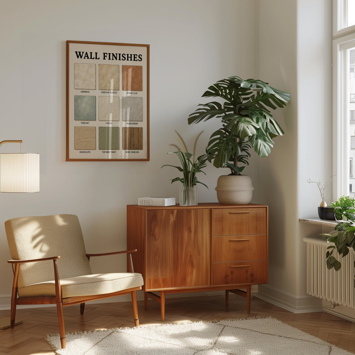 Wall Finishes Reference Guide Art Print: Interior Design Chart - interior