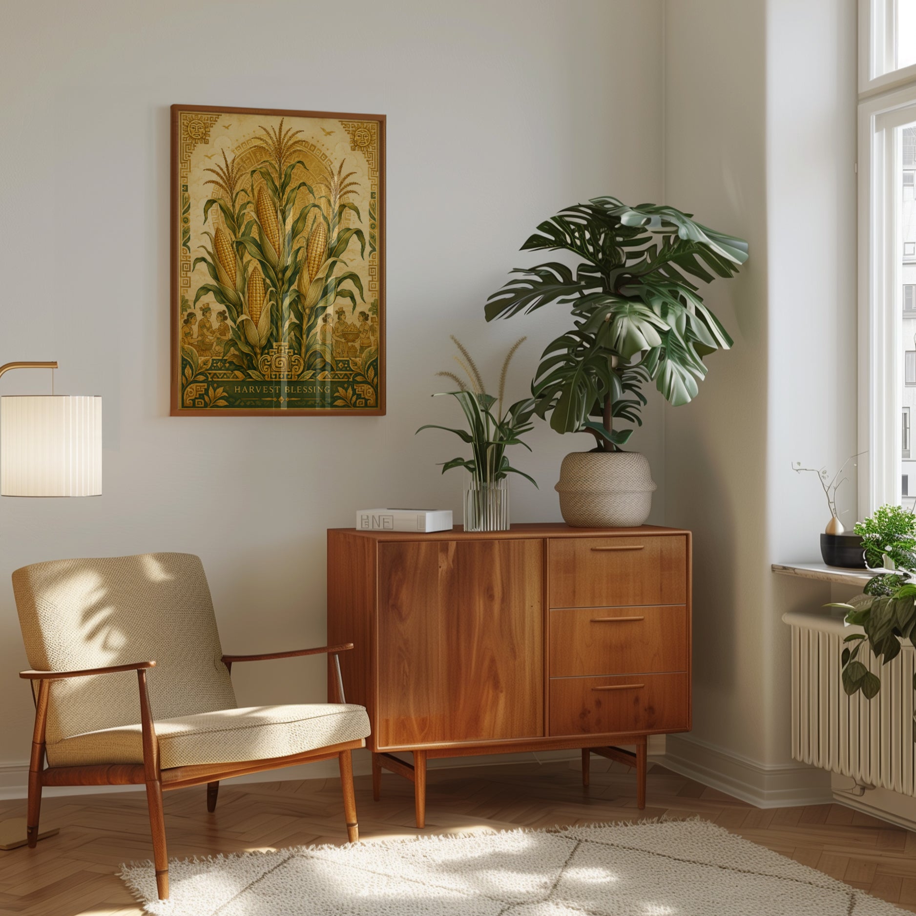 Harvest Wall Art – Corn Folk Art Print - interior