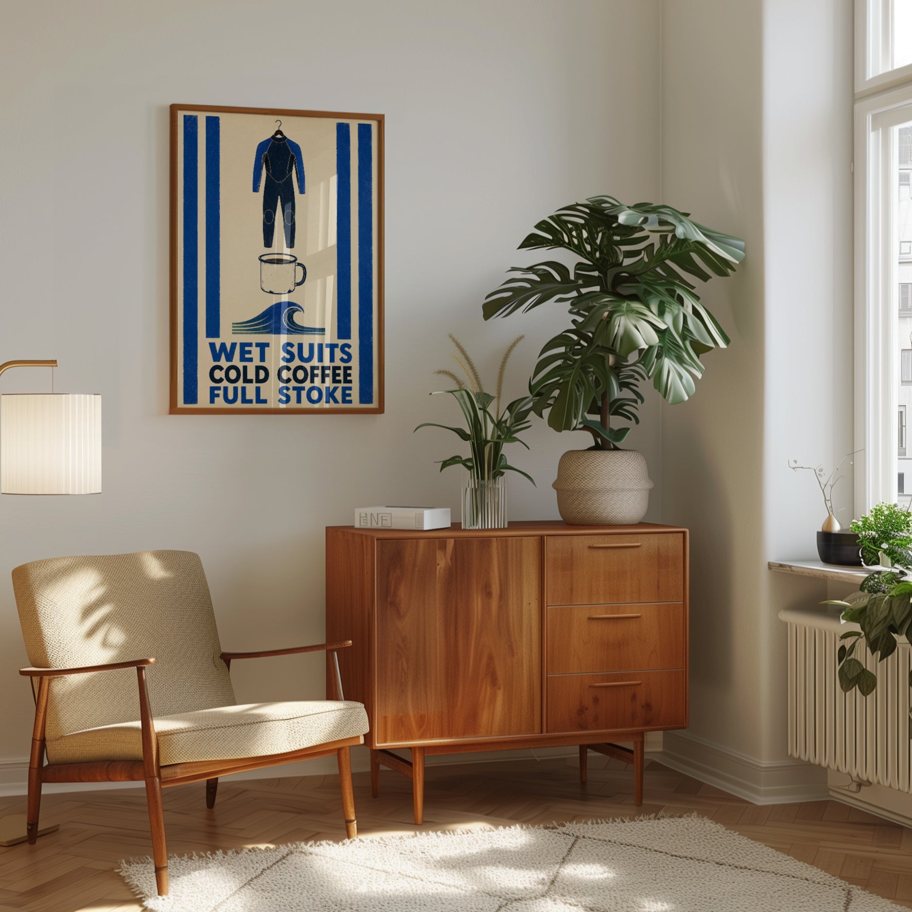 Surf Wall Art – Wetsuit Coffee Print - interior