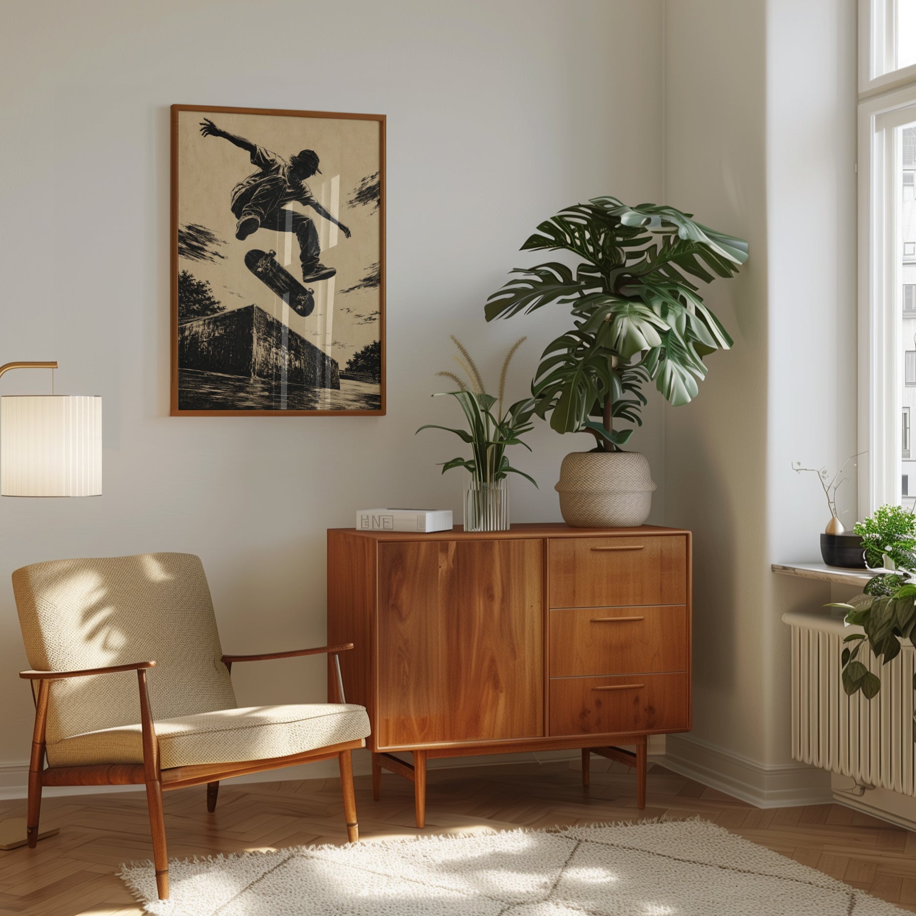 Skateboard Wall Art – Vintage Skater Print - interior