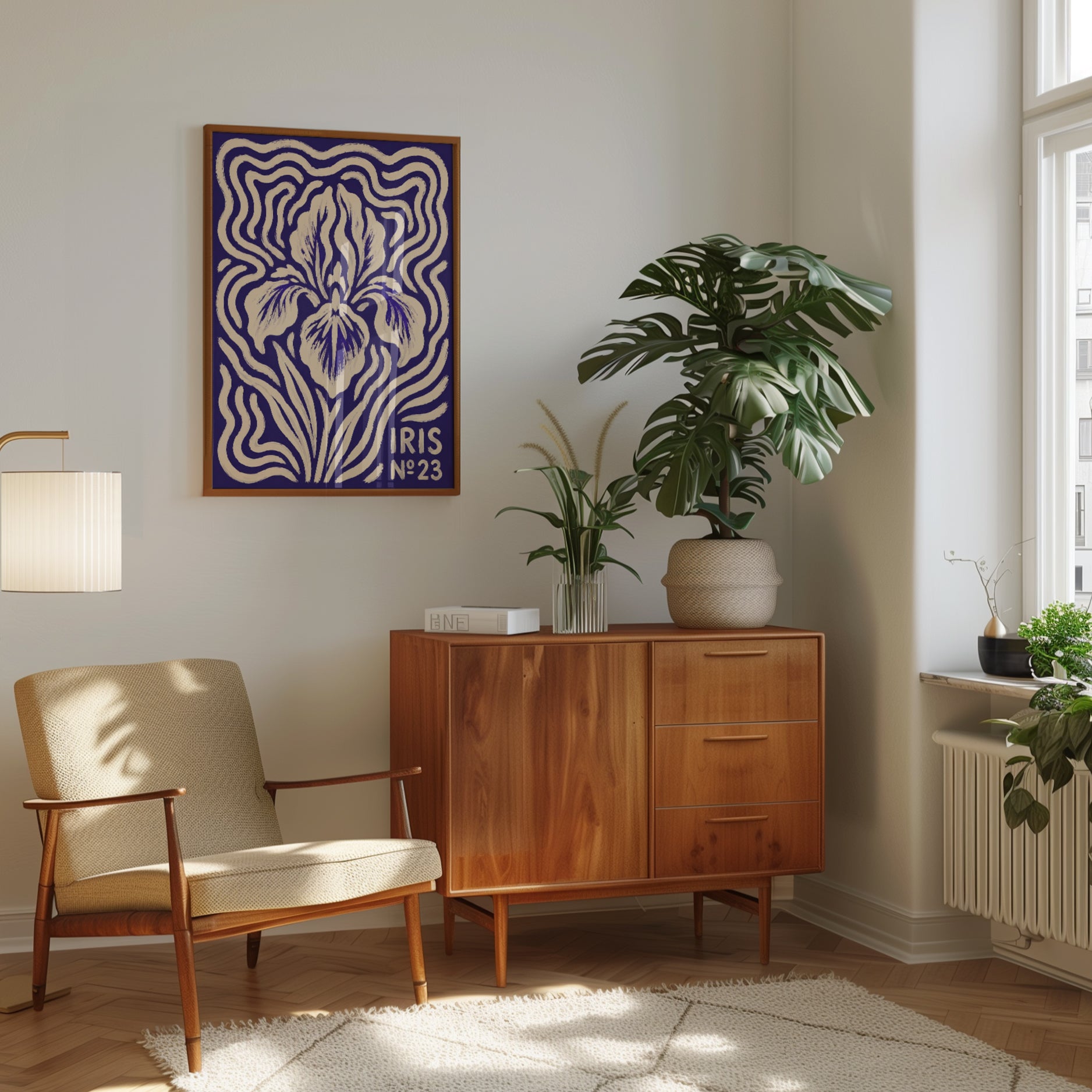 Iris Botanical Print – Art Nouveau Flower Poster - interior