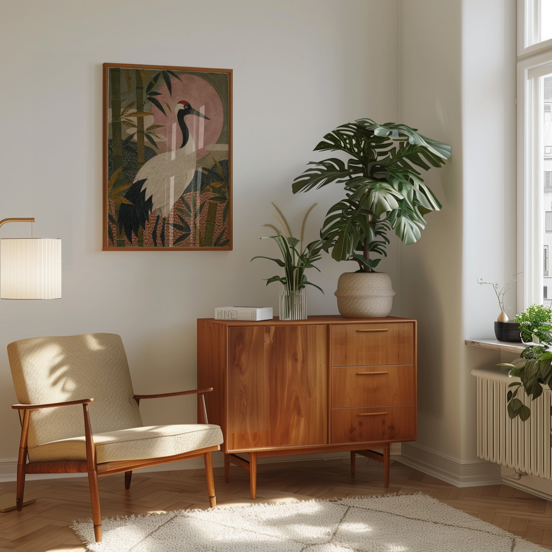 Japanese Crane Print – Asian Bird Wall Art - interior