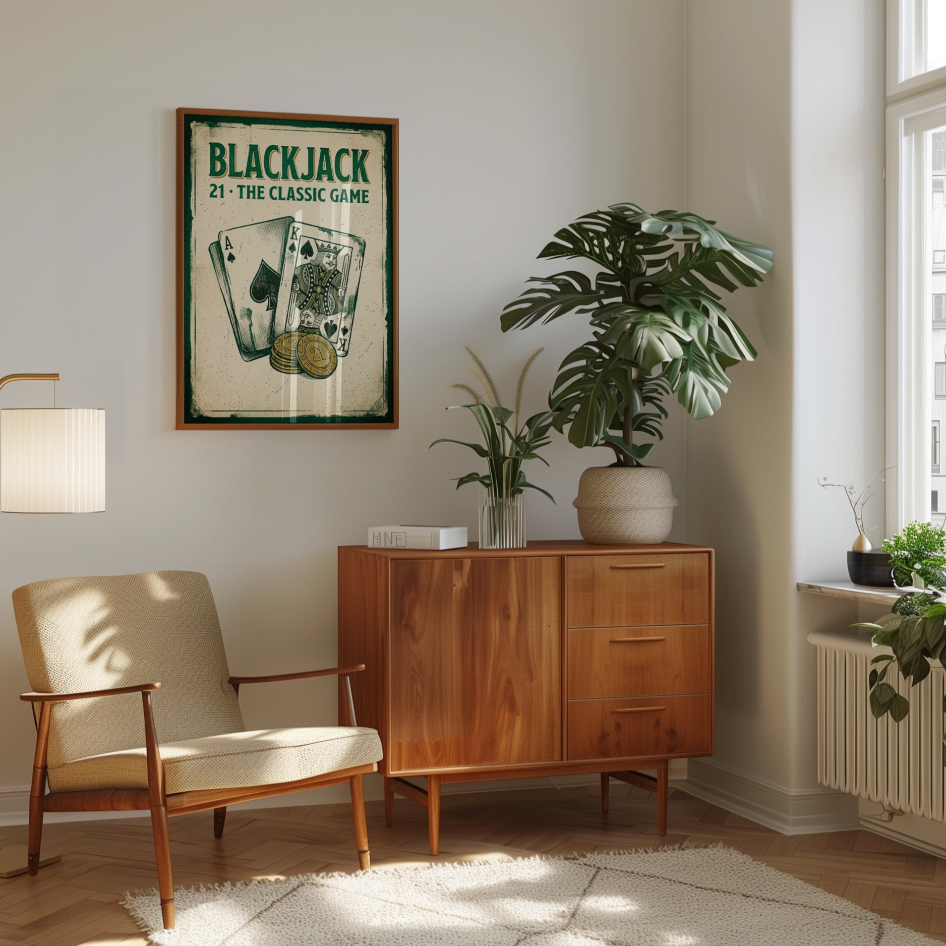 Blackjack Vintage Poster: Retro Casino Card Game Wall Art - interior