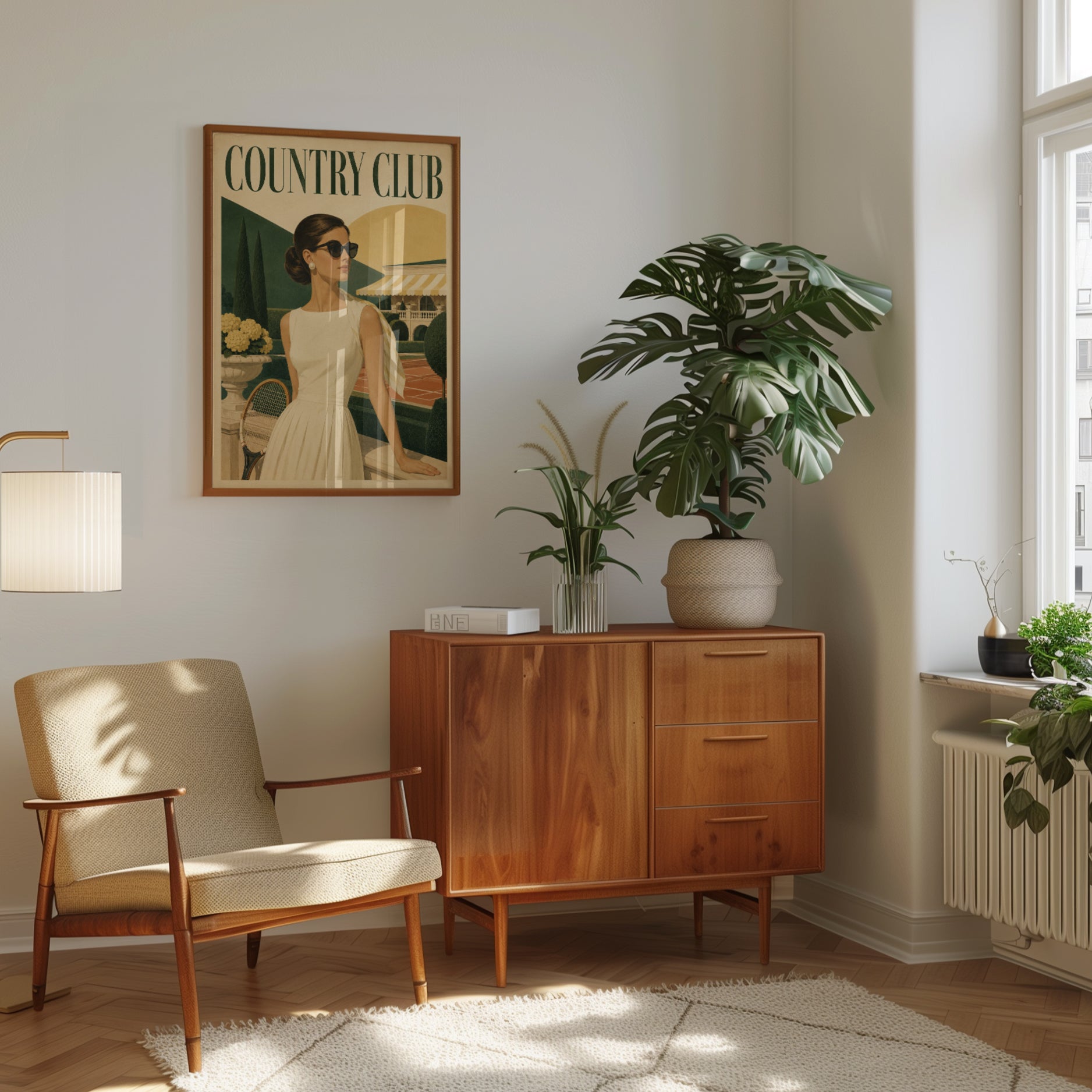 Country Club Tennis Poster: Vintage Retro Elegance Art Print - interior