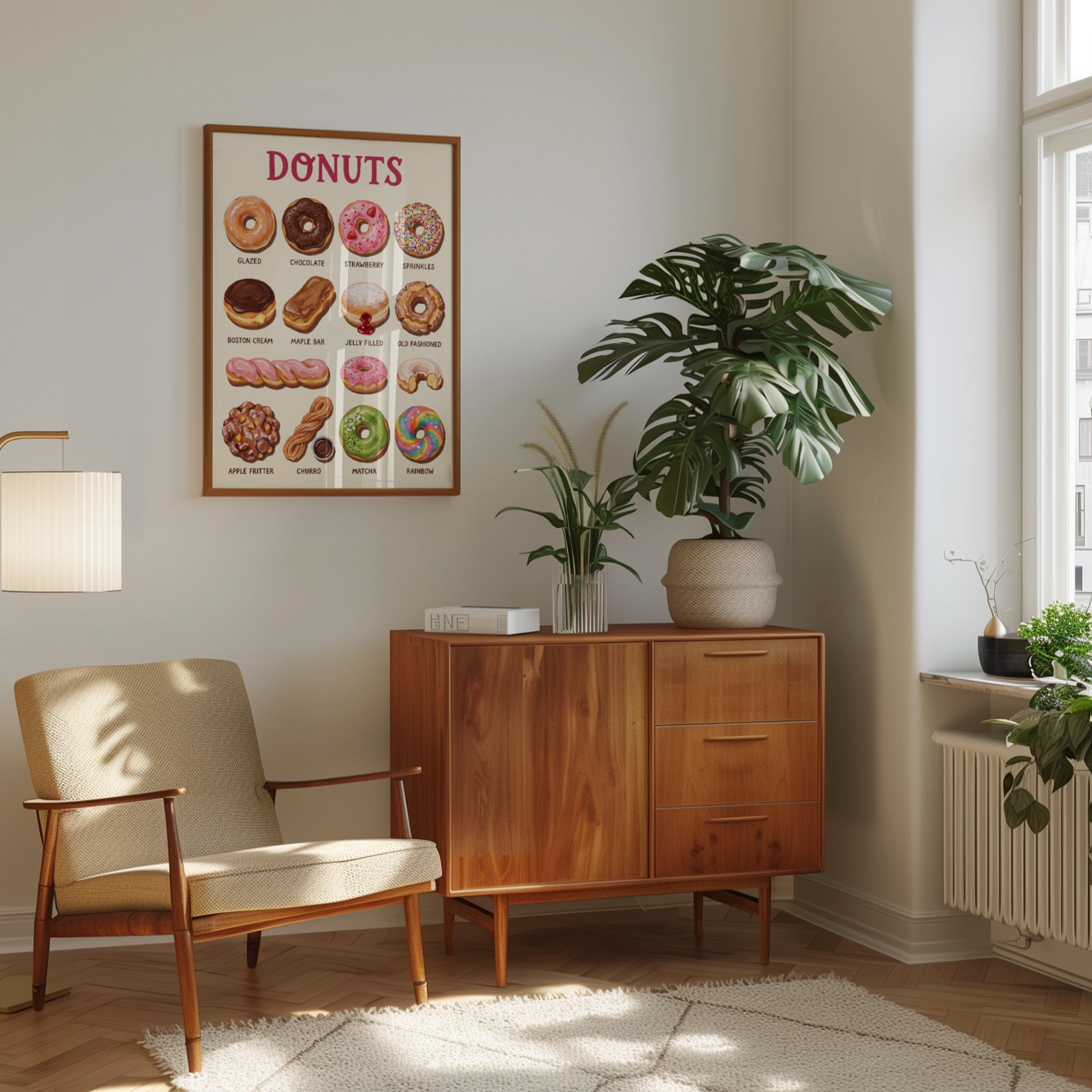 Vintage Donut Chart Print – Bakery Illustration - interior