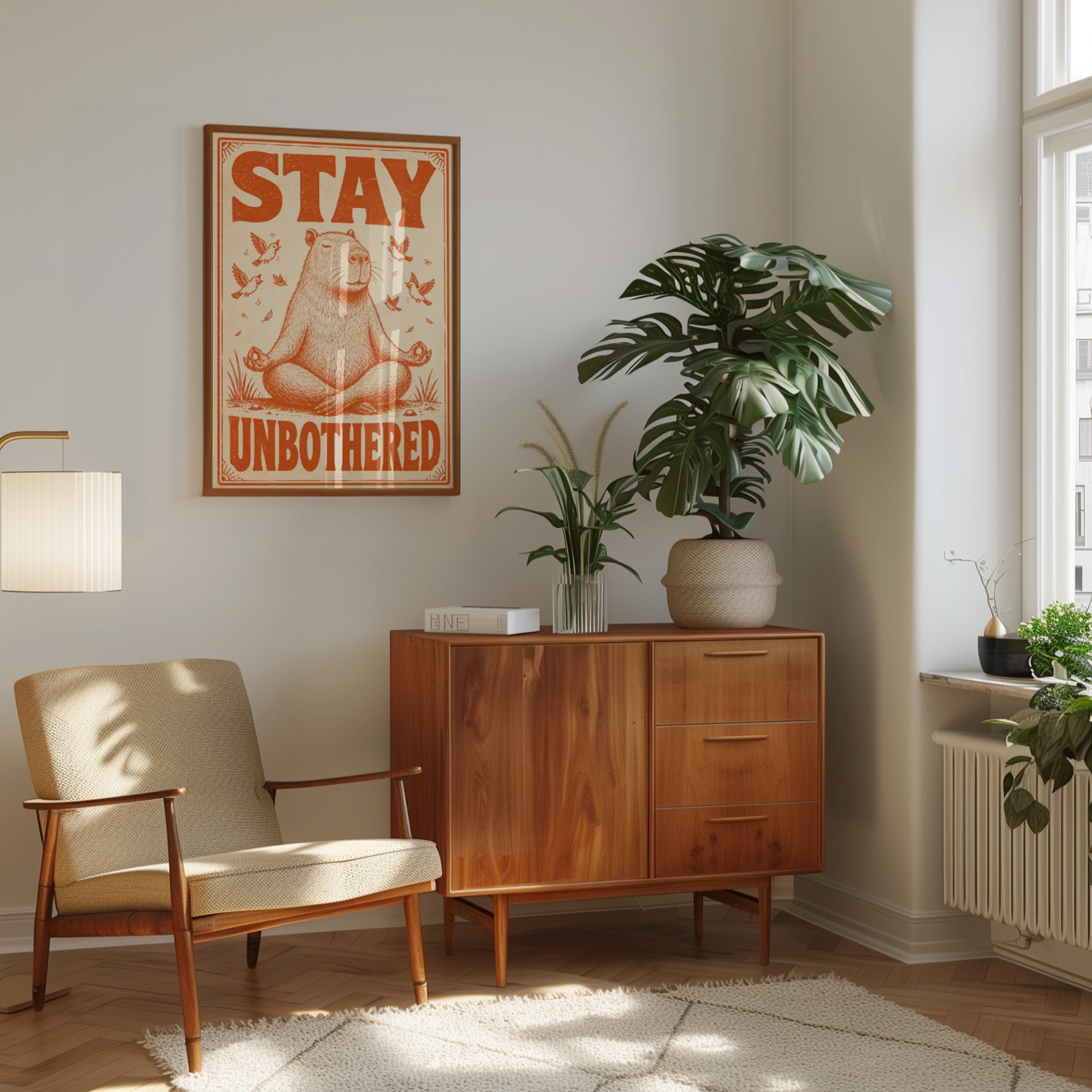 Capybara Wall Art: Retro Zen Meditation - interior