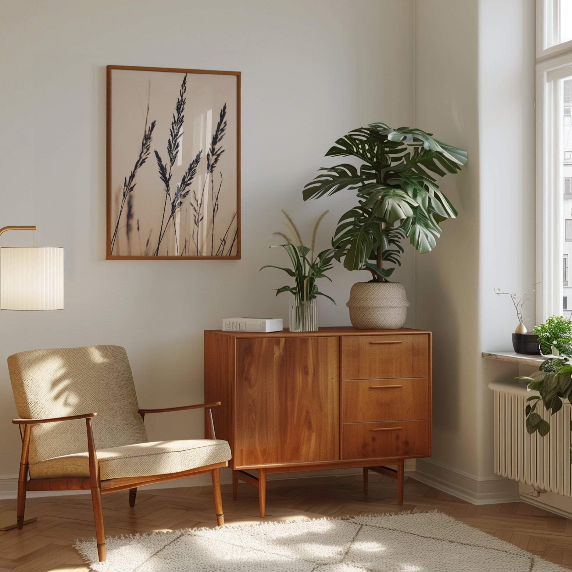Botanical Grass Print: Minimalist Dried Wheat Stems - interior