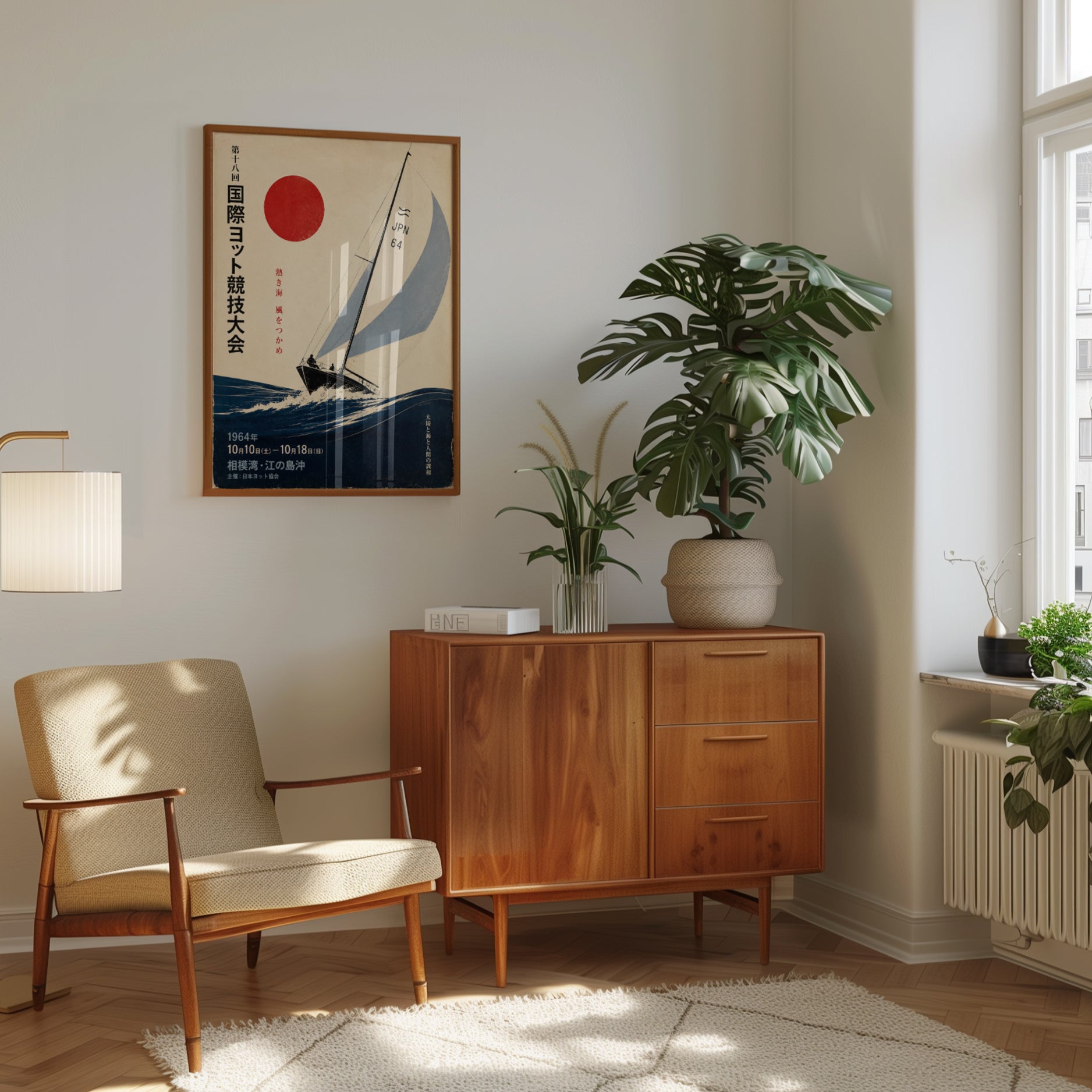 Vintage Sailing Poster – Japanese Yacht Print - interior