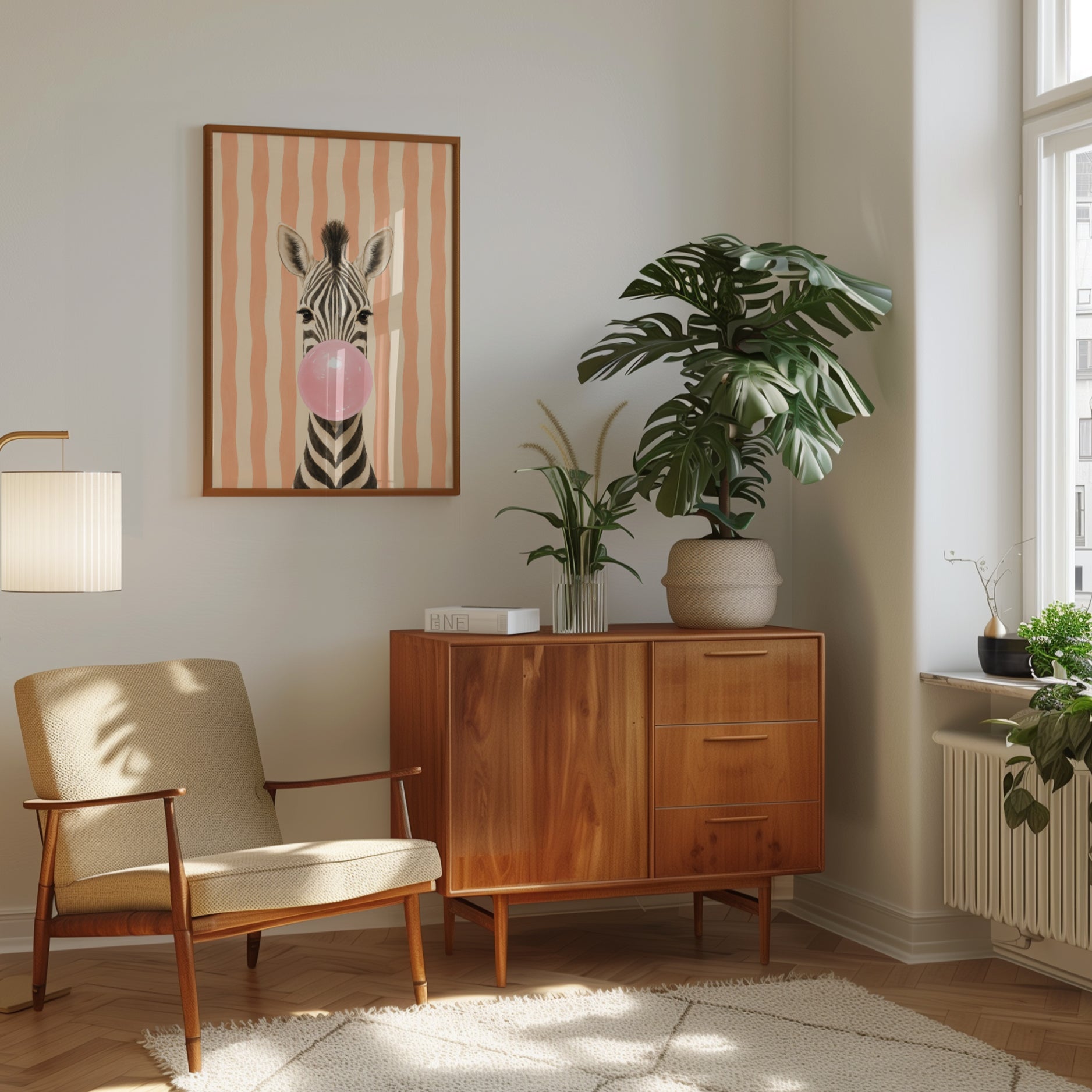Zebra Bubble Gum Print – Animal Nursery Wall Art - interior